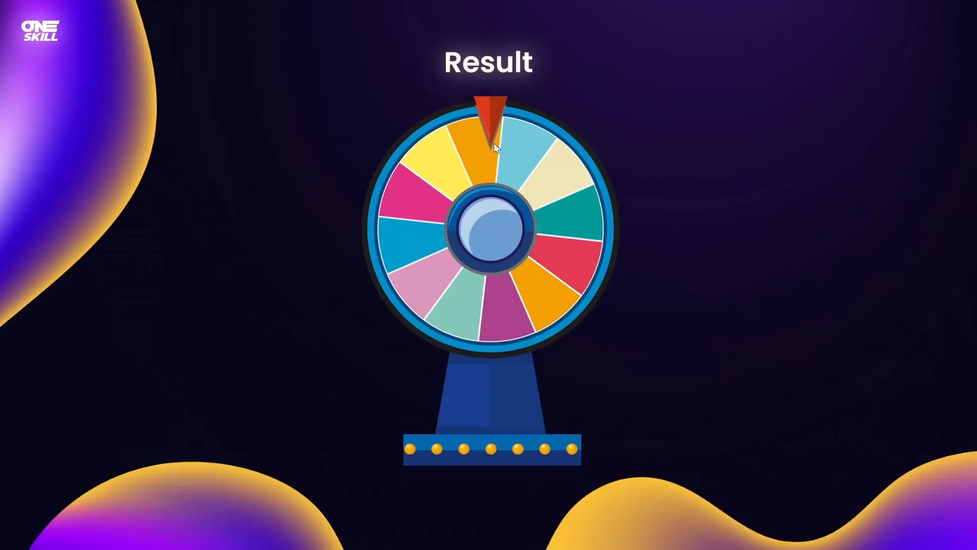 Wheel of fortune spin animation with result fade in