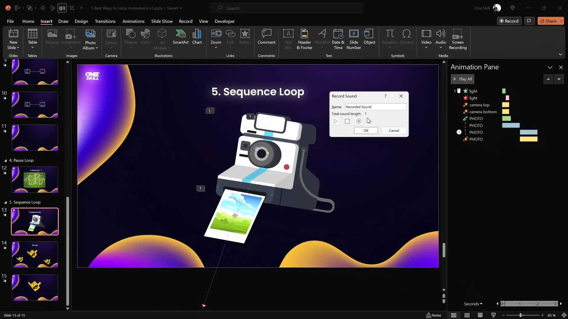 Setting animation triggers to audio bookmark for sequence loop