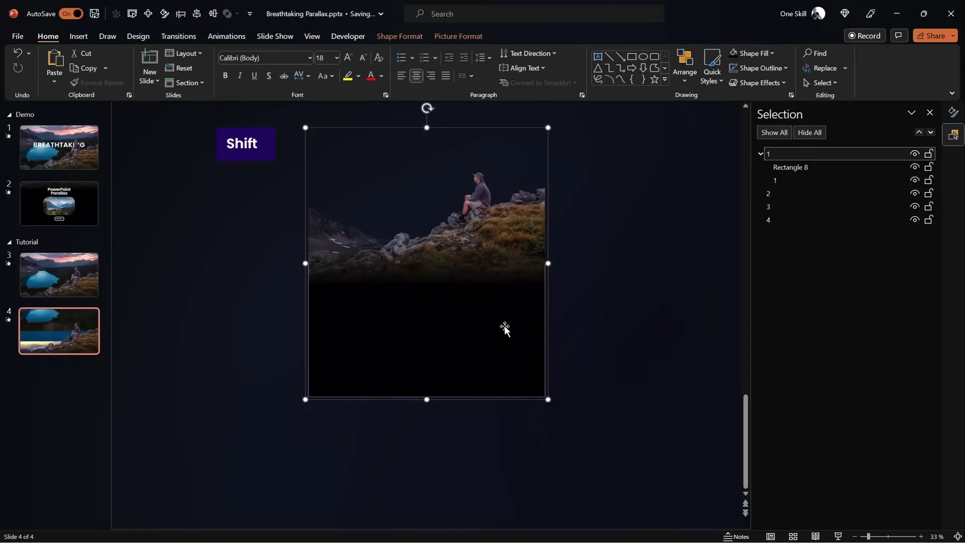 Final smooth transition between foreground layer and gradient rectangle
