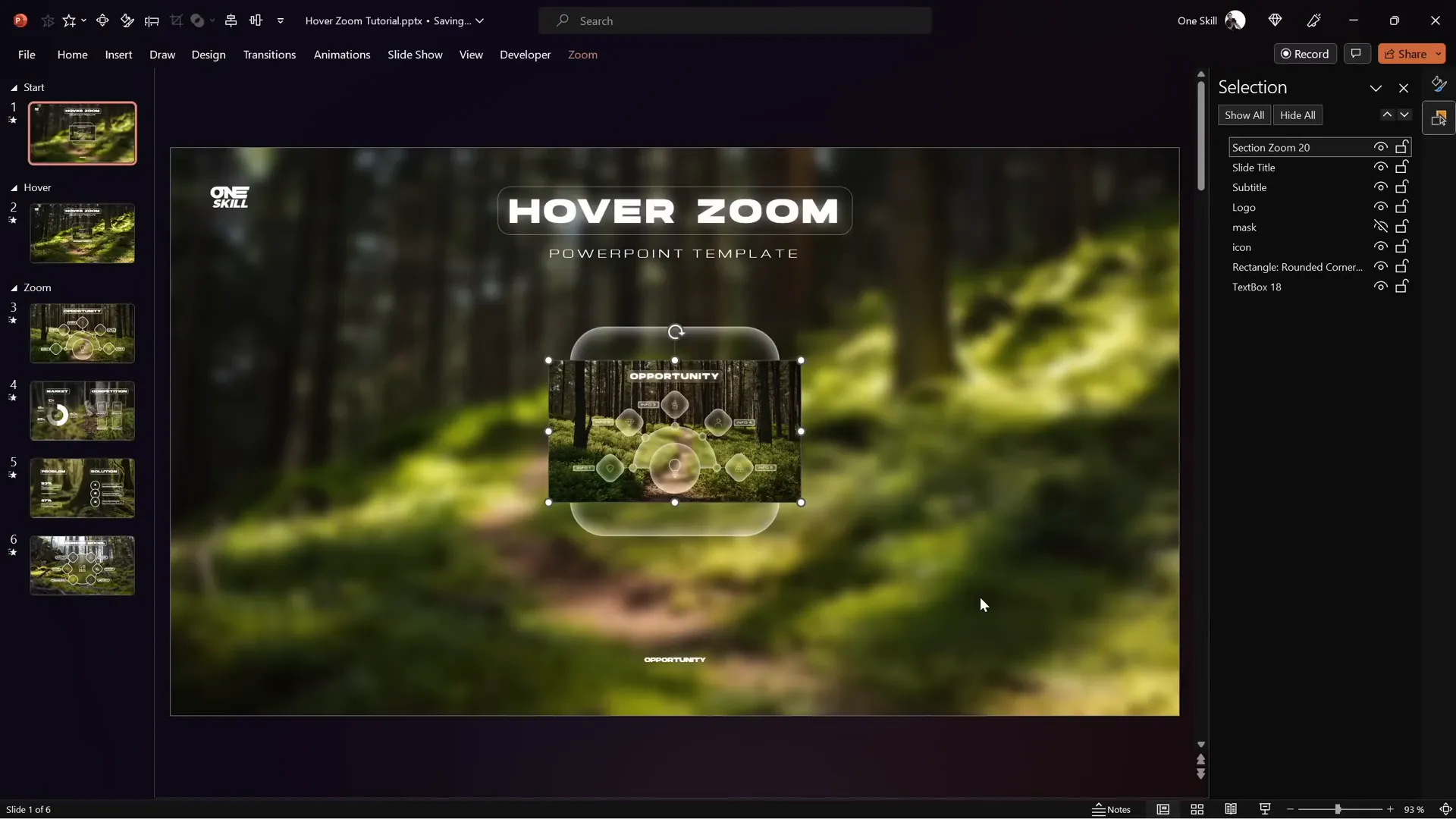 Section zoom inserted showing multiple slides in a sequence