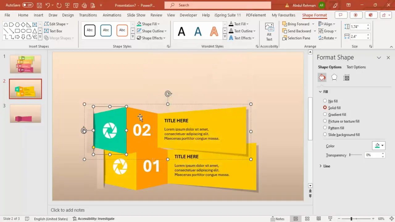 Customizing colors and aligning trapezoid shapes precisely