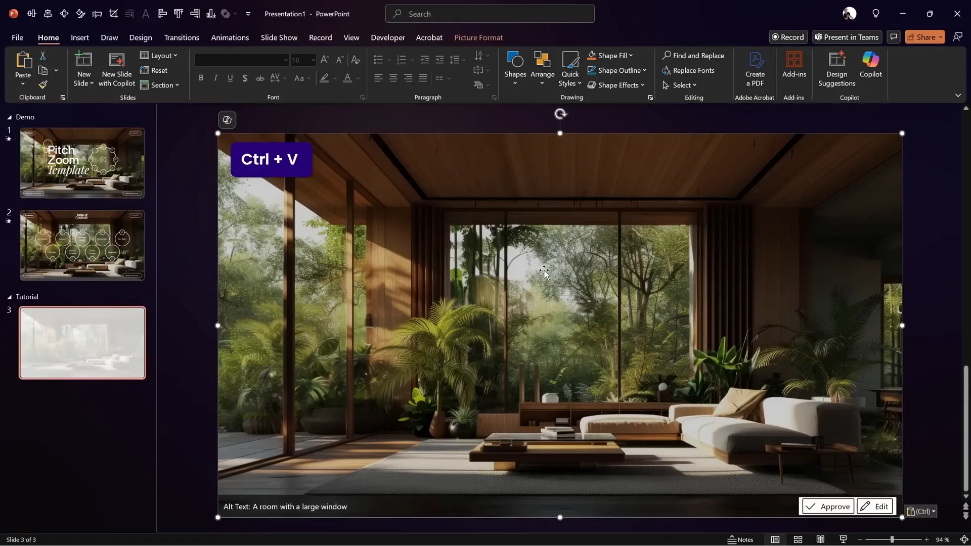 Background image inserted into slide