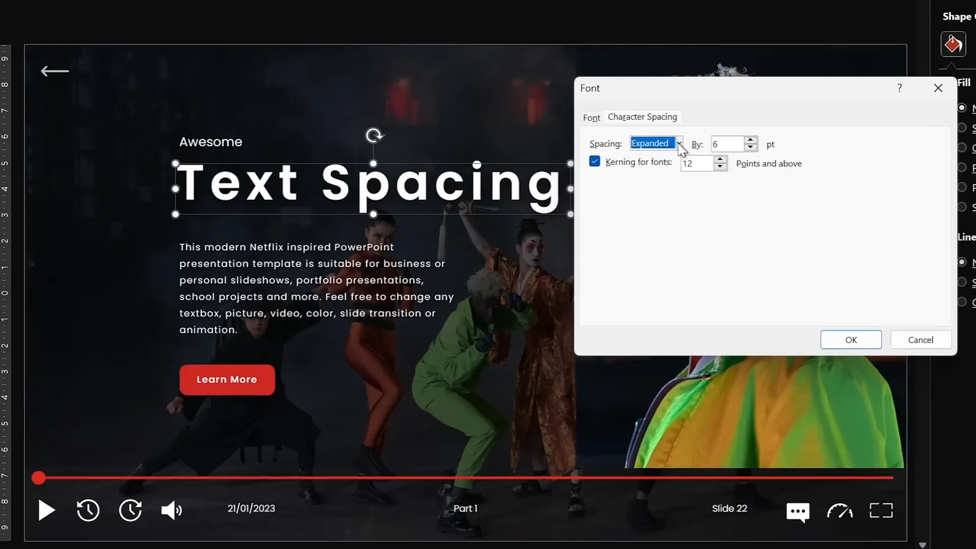 Adjusting text and line spacing in PowerPoint