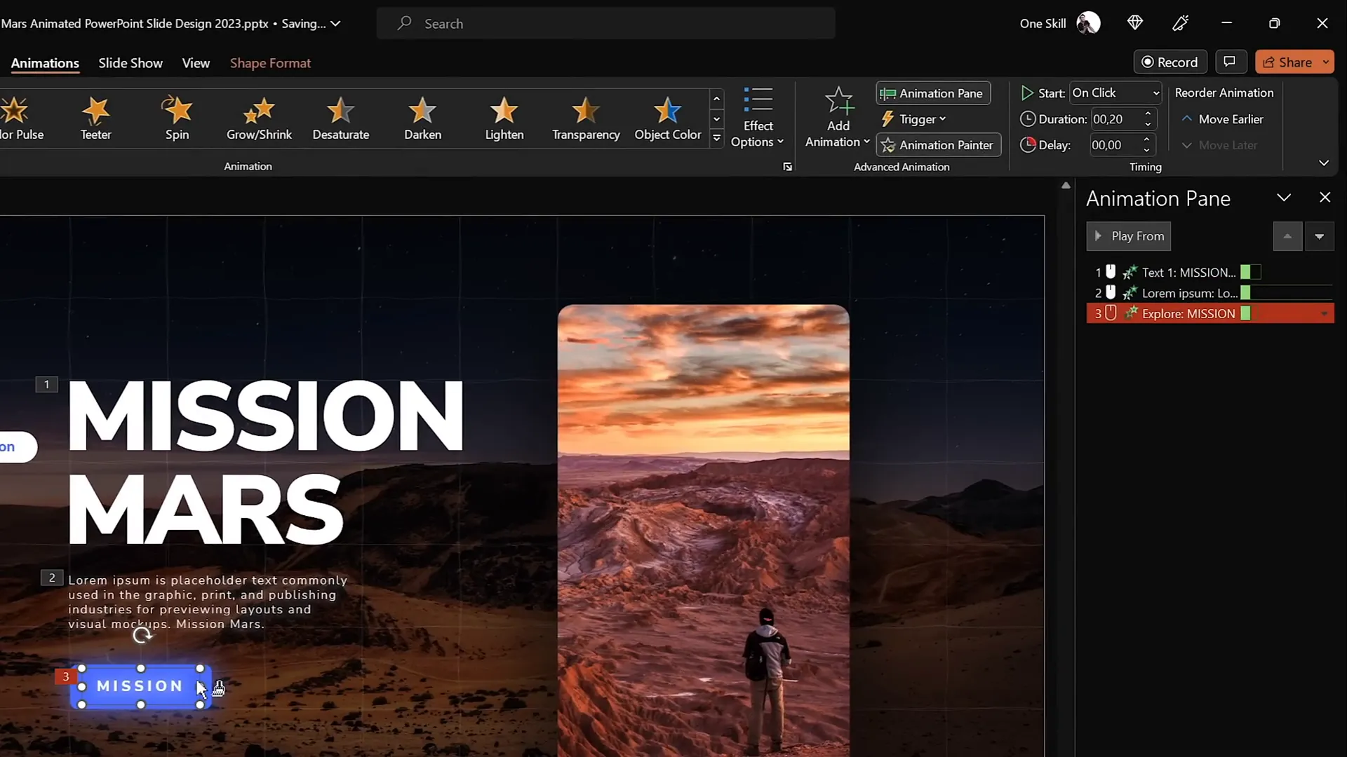 Futuristic typewriter animation applied to slide title with swivel effect