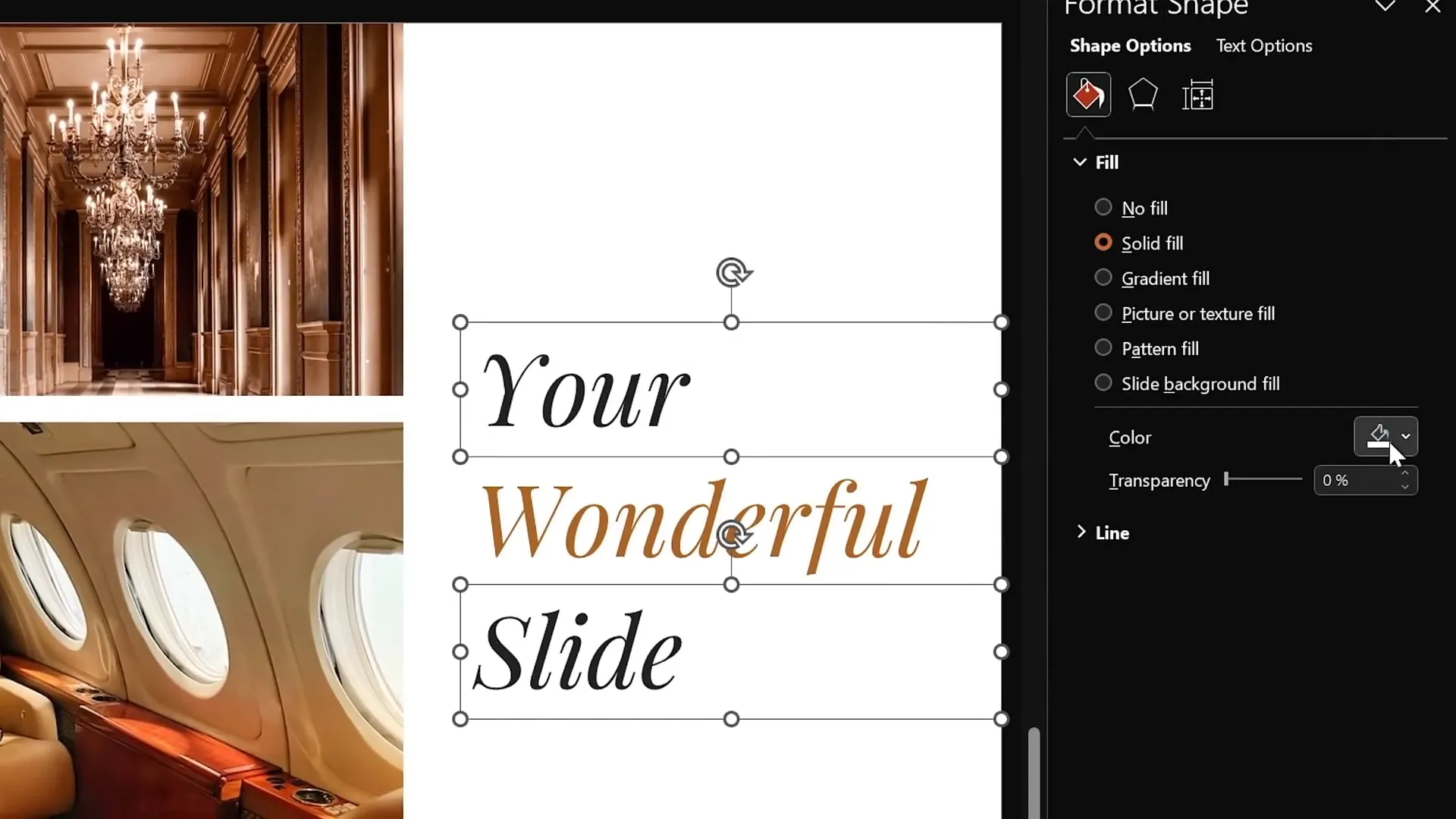 Text boxes on the right with white fill to hide middle text box