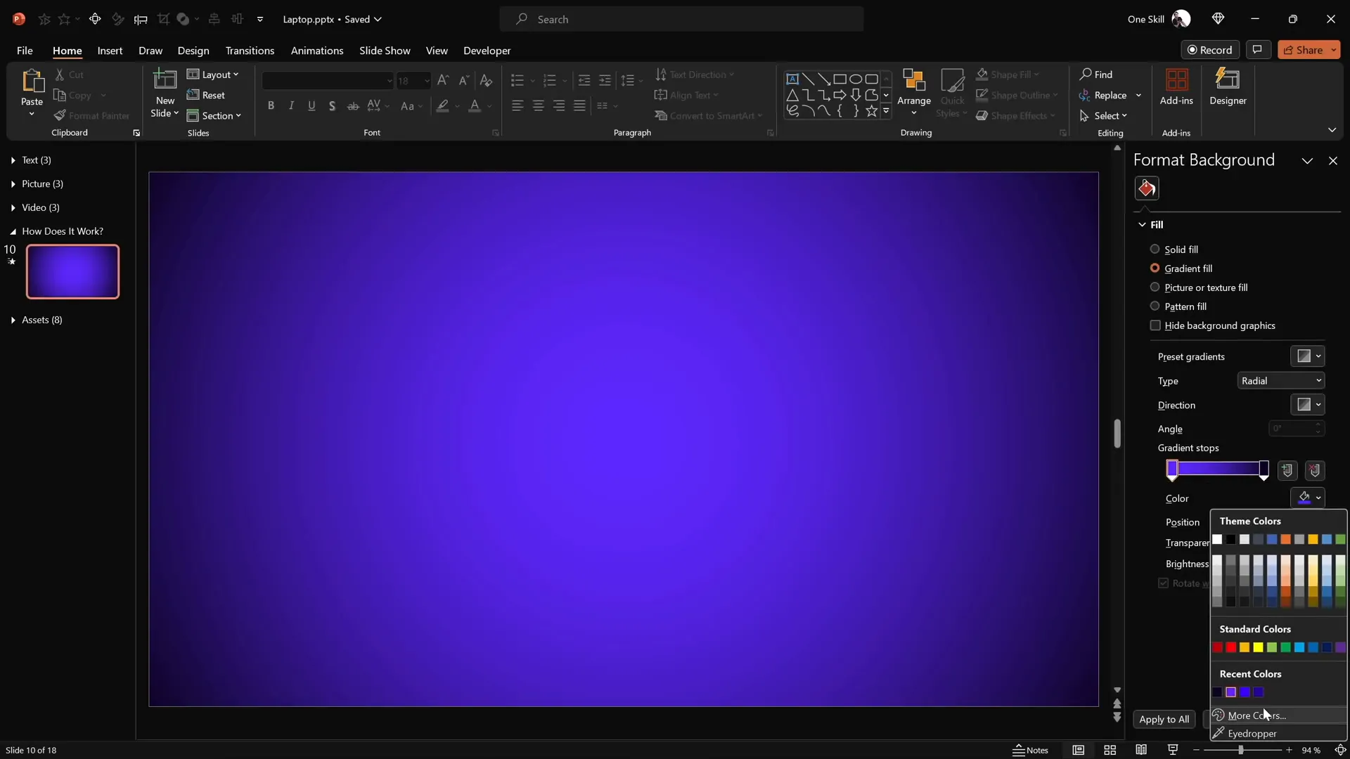 Gradient fill background with hex colors