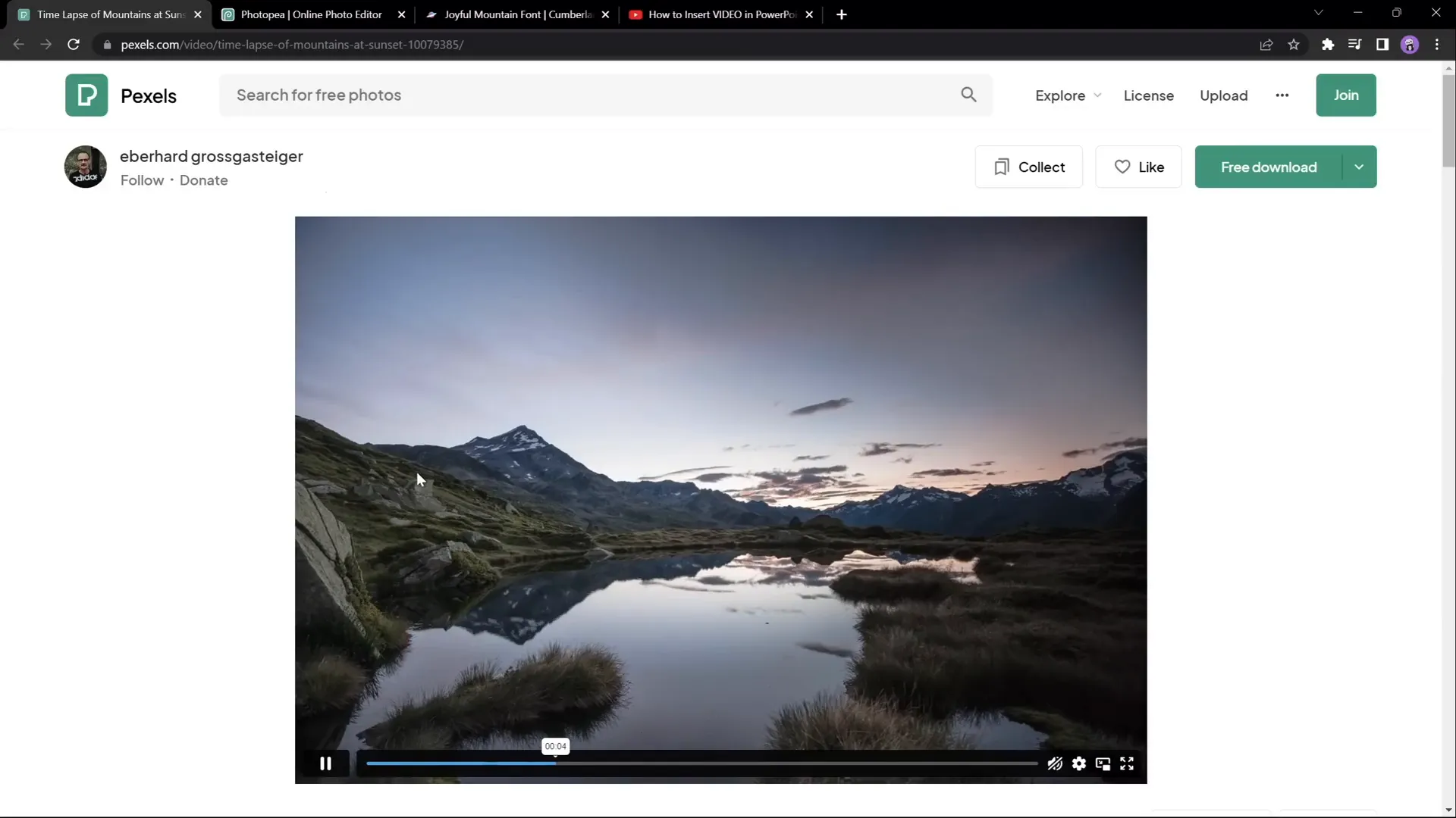 Pexels mountain time-lapse video with changing sky