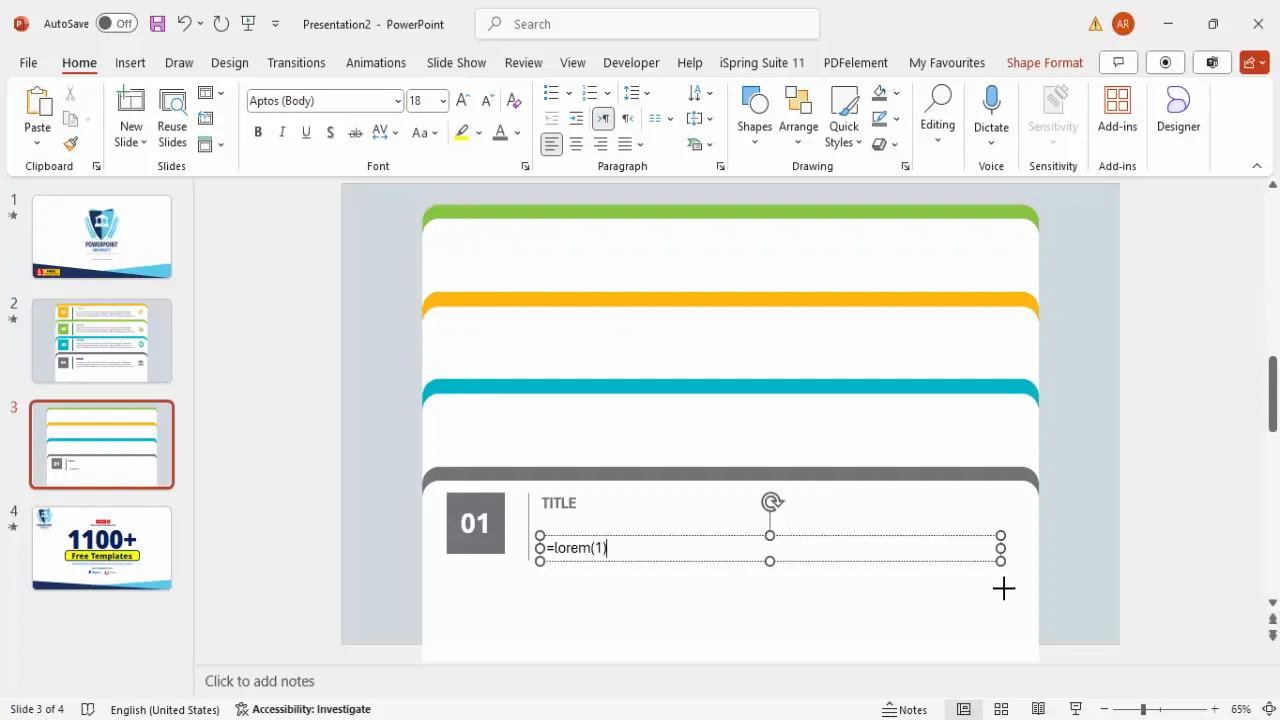 Adding titles and detailed descriptive text