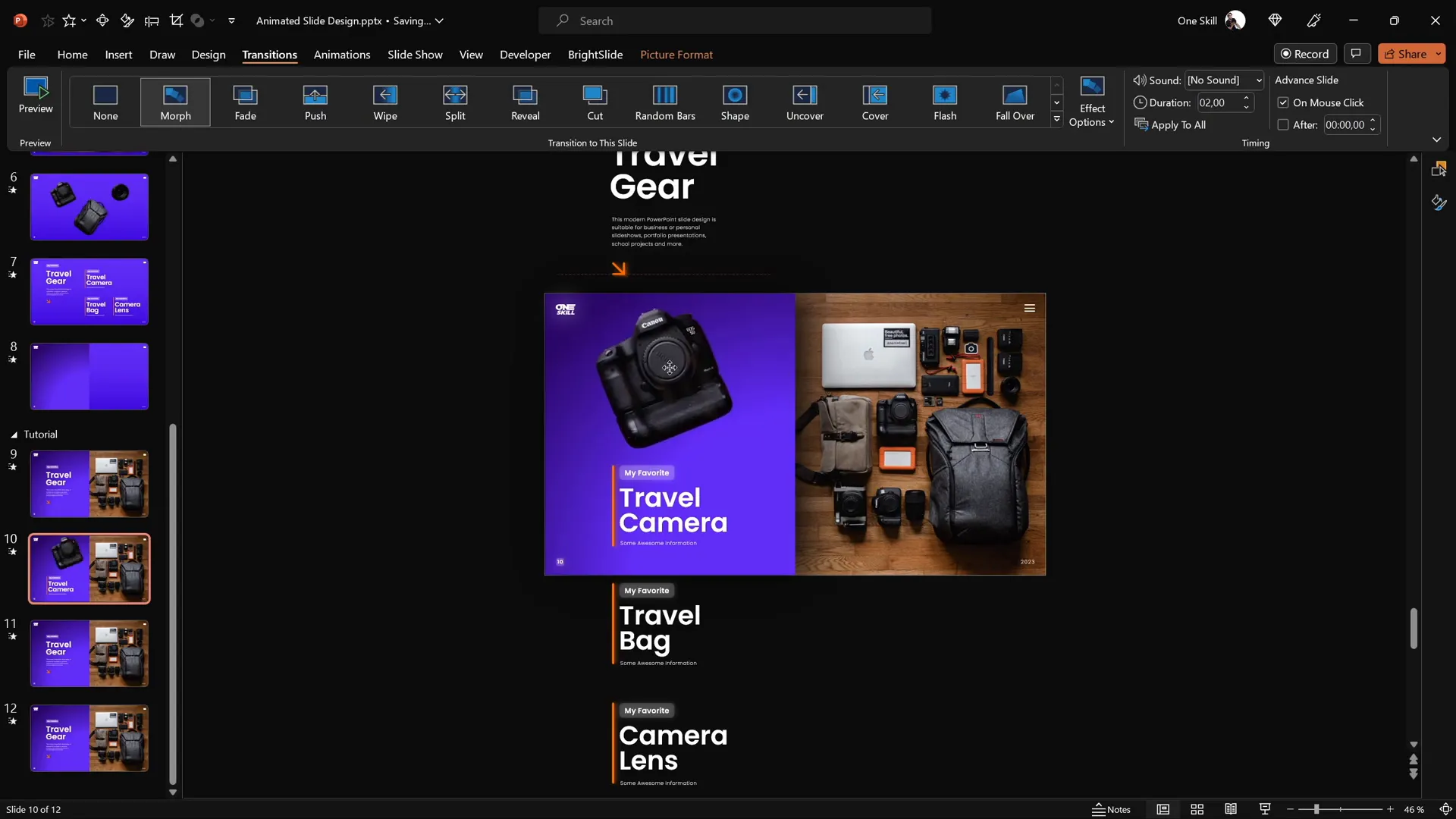 Resized and repositioned camera cutout on camera slide