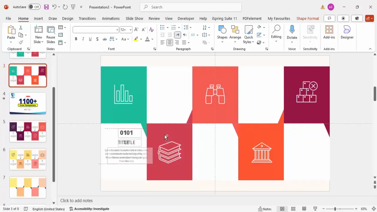 Duplicating and arranging infographic options horizontally