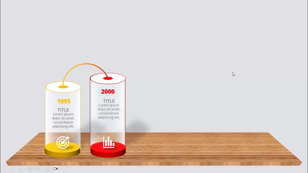 Example of a timeline with detailed text, icons, and shadow effects