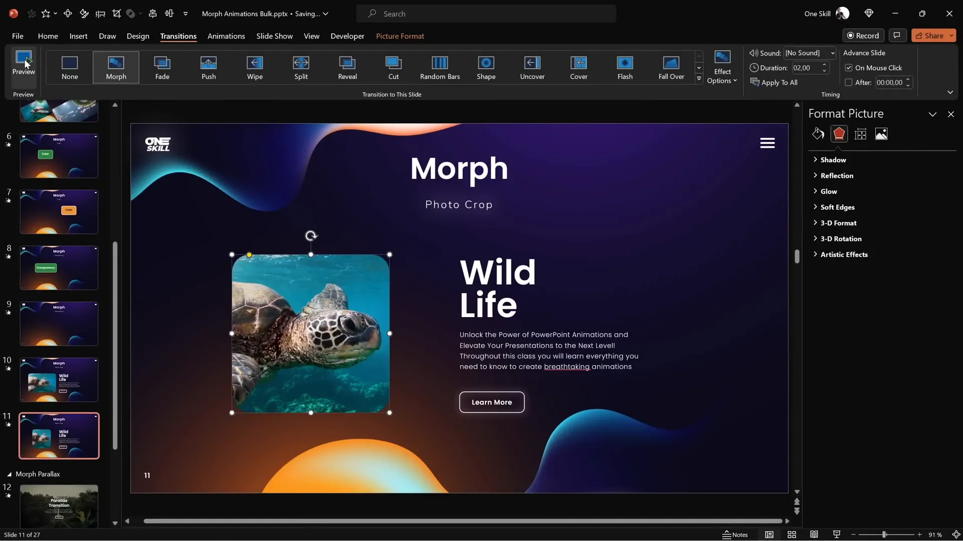 Photo cropping animation with morph transition