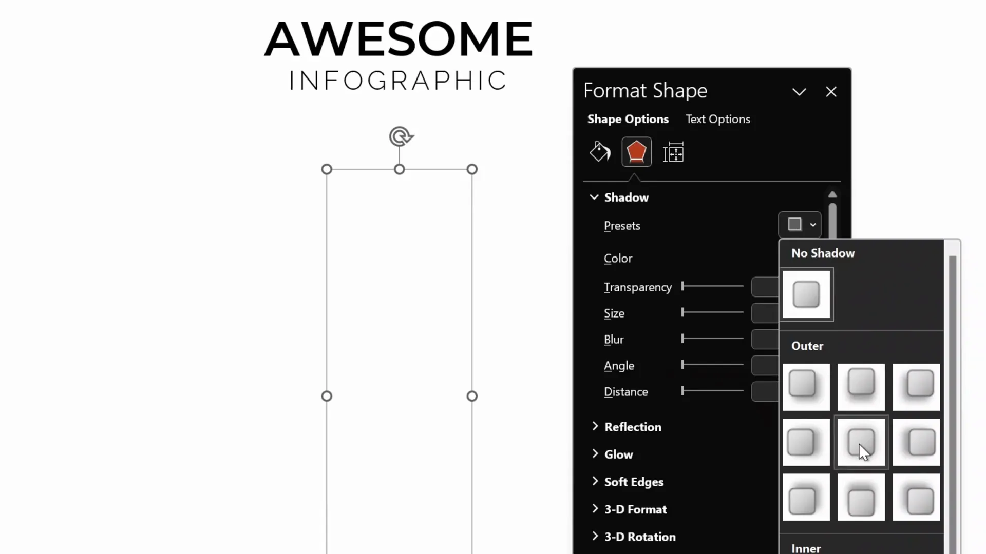 White rectangle with subtle shadow effect in the center of the slide