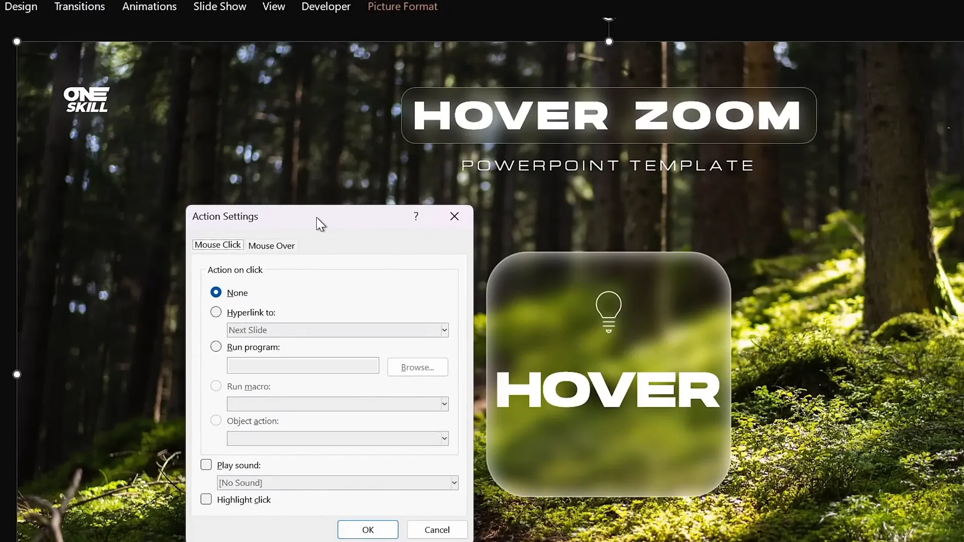 Hover animation transition with mouse-over action hyperlink