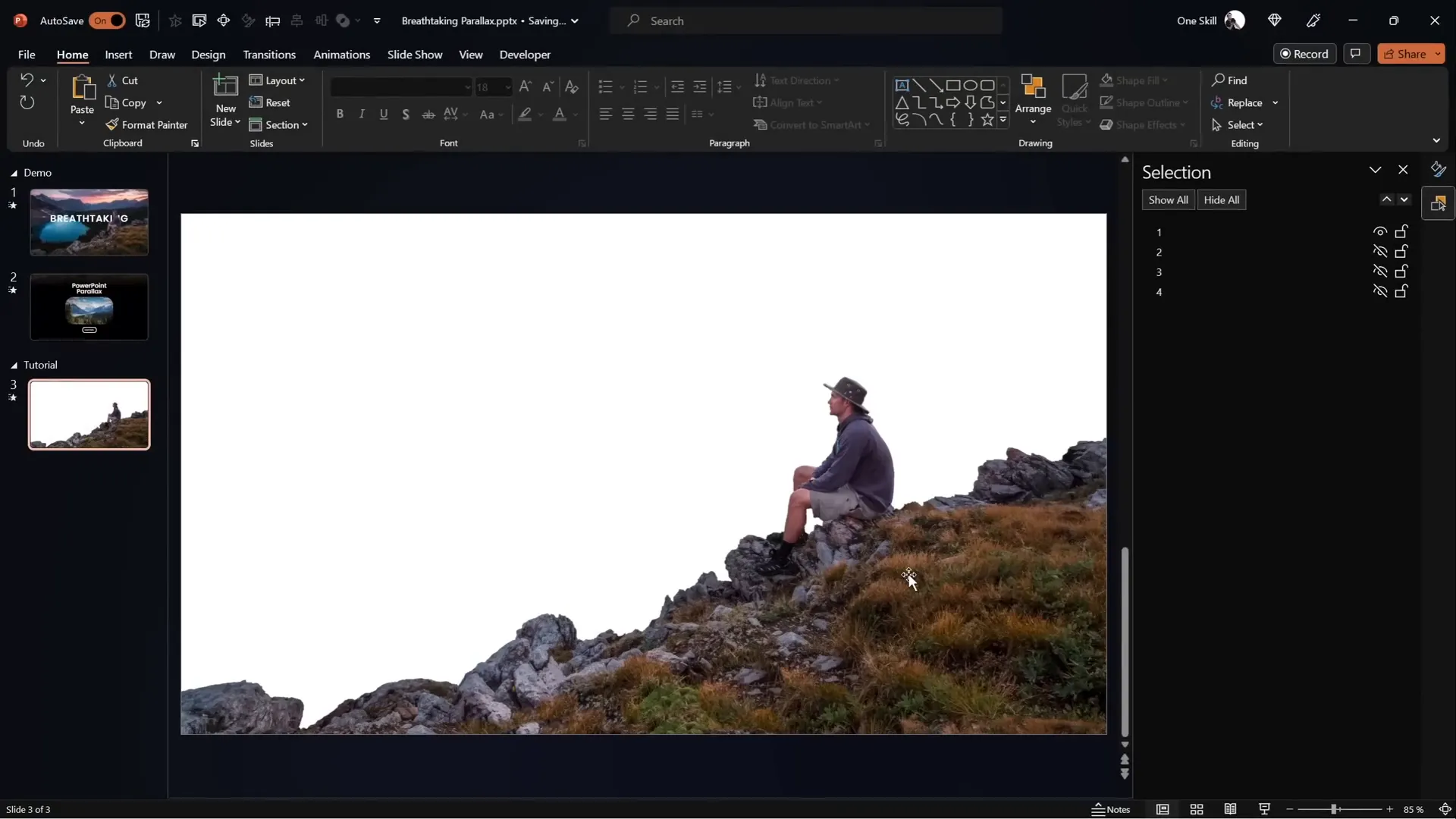 Photo editing software with layers separated for parallax effect