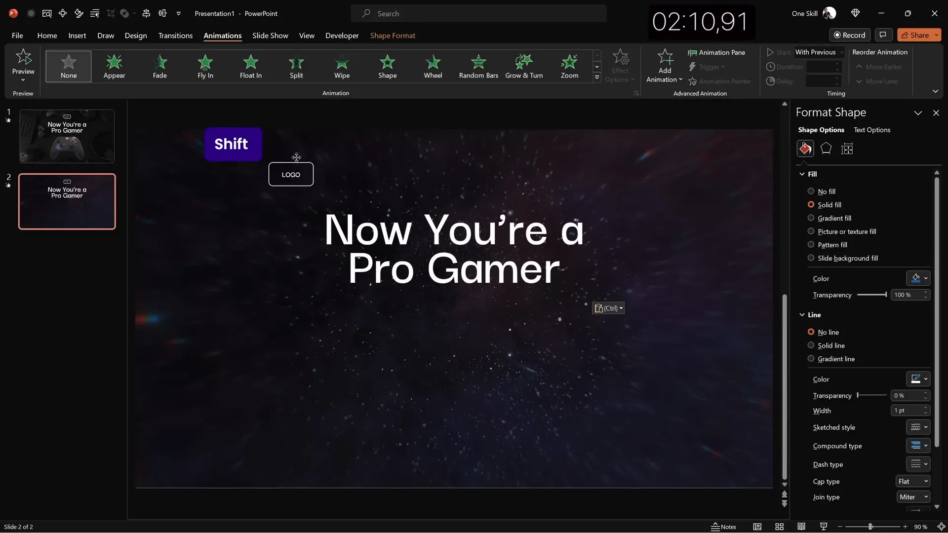 Full-screen looping abstract video as slide background