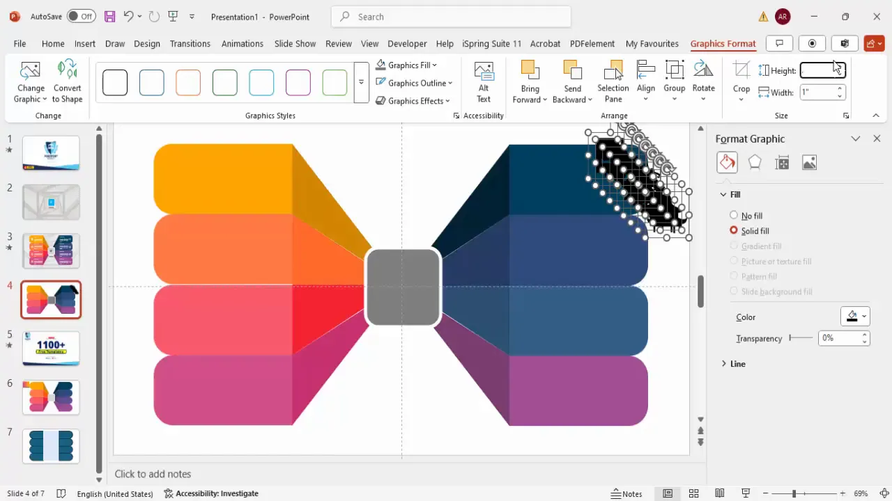 Inserting and arranging icons for infographic options