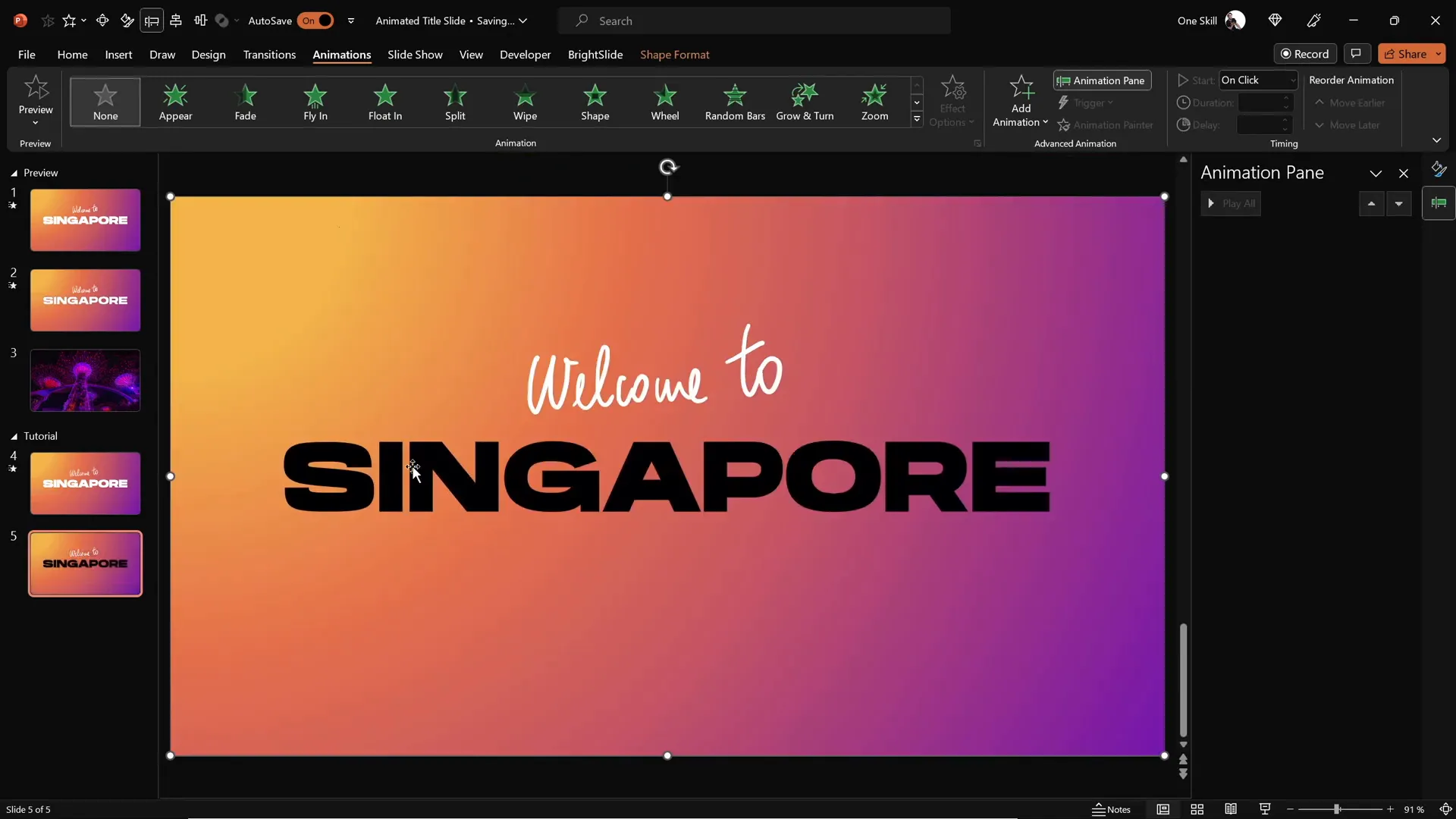 Using merge shapes to subtract title text from gradient rectangle