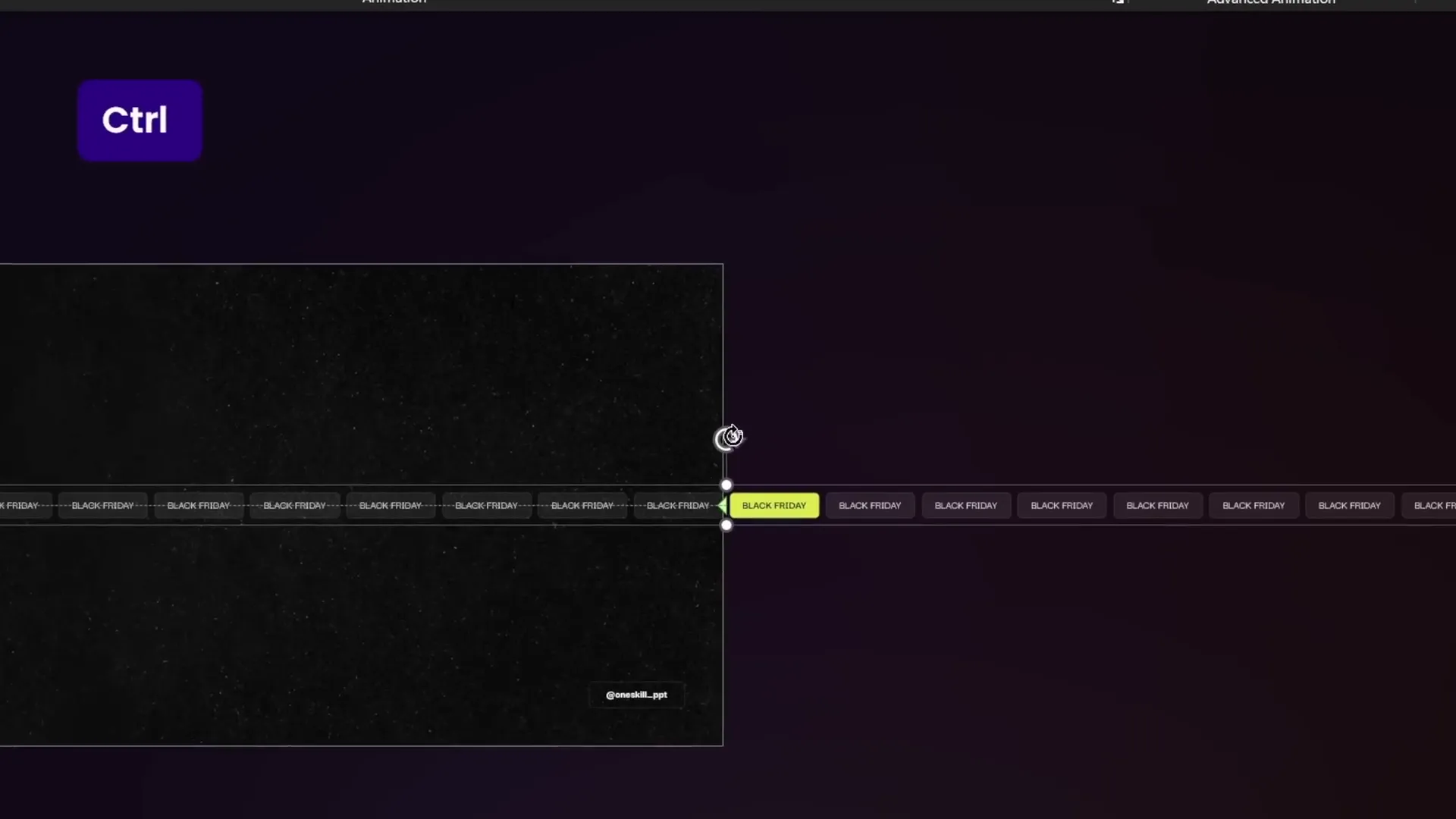 Rotated and tilted scrolling bar on PowerPoint slide