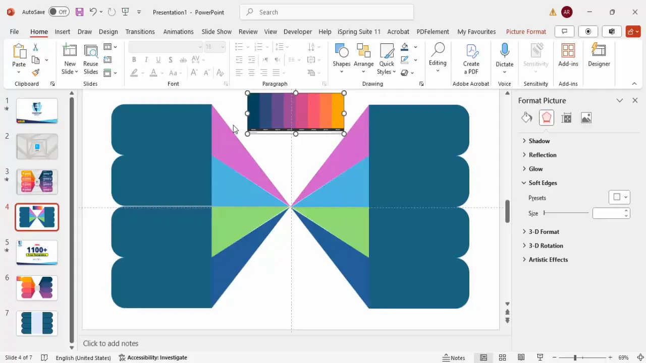 Applying color and shading to infographic shapes