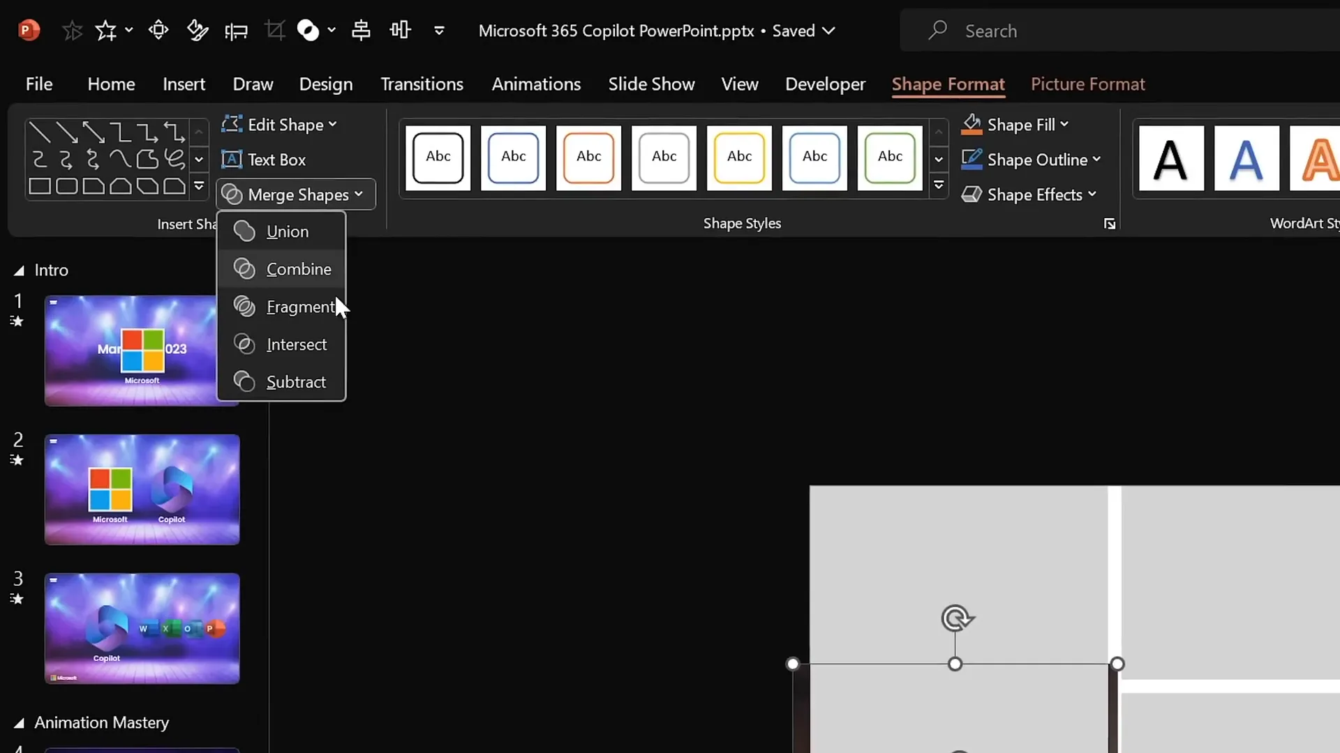 Using Merge Shapes to fill rectangles with photos