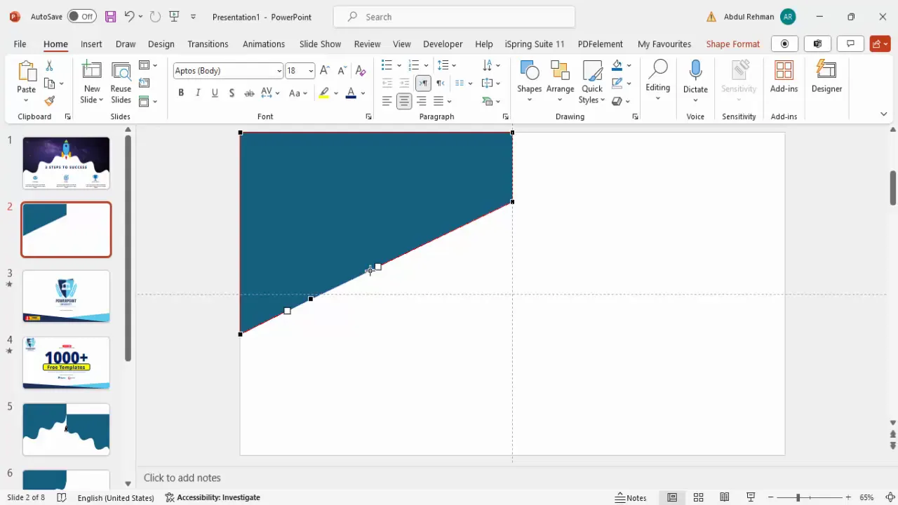 Editing points on a rectangle shape in PowerPoint to create a custom shape