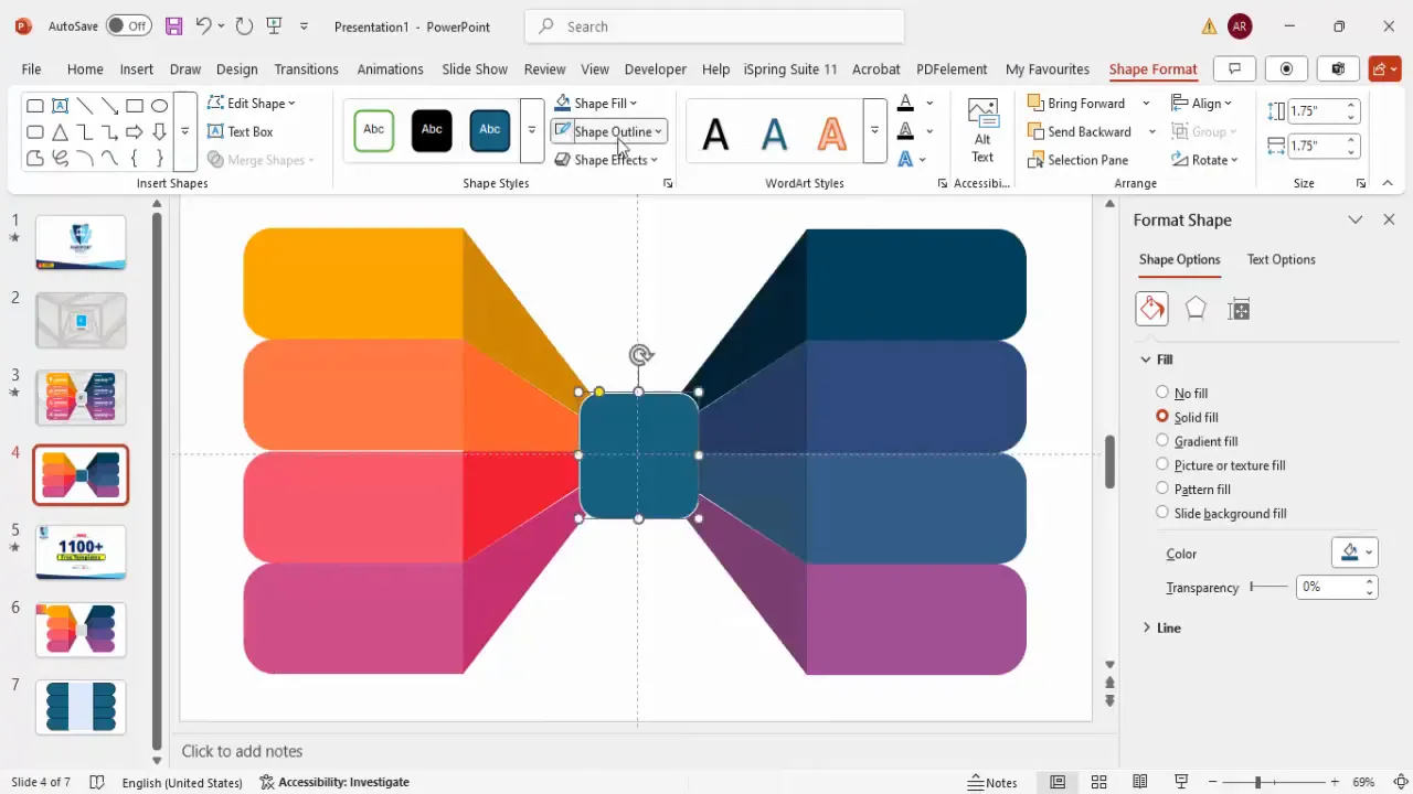 Adding a central oval shape with white outline