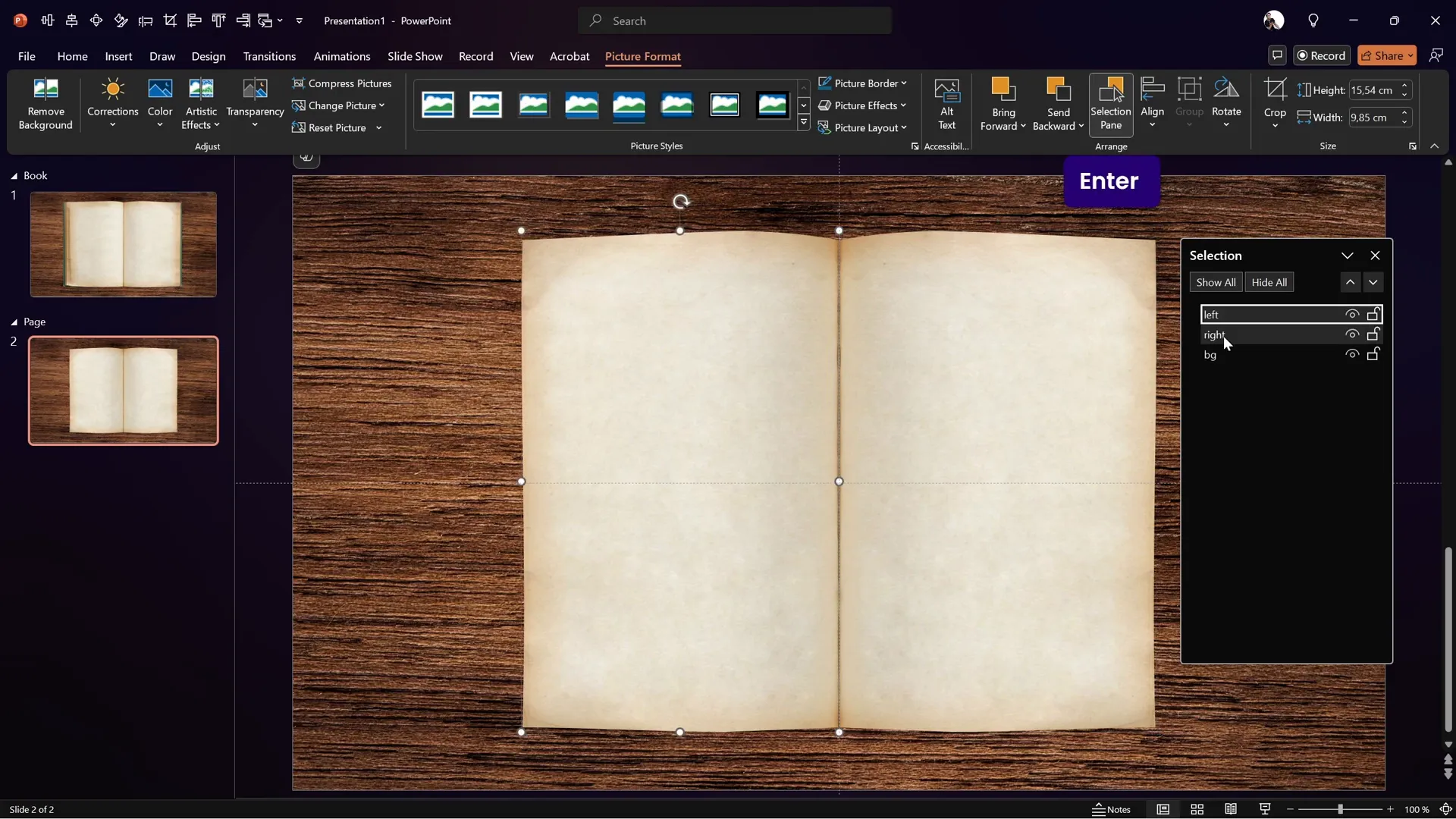 Grouping pages and naming elements in selection pane