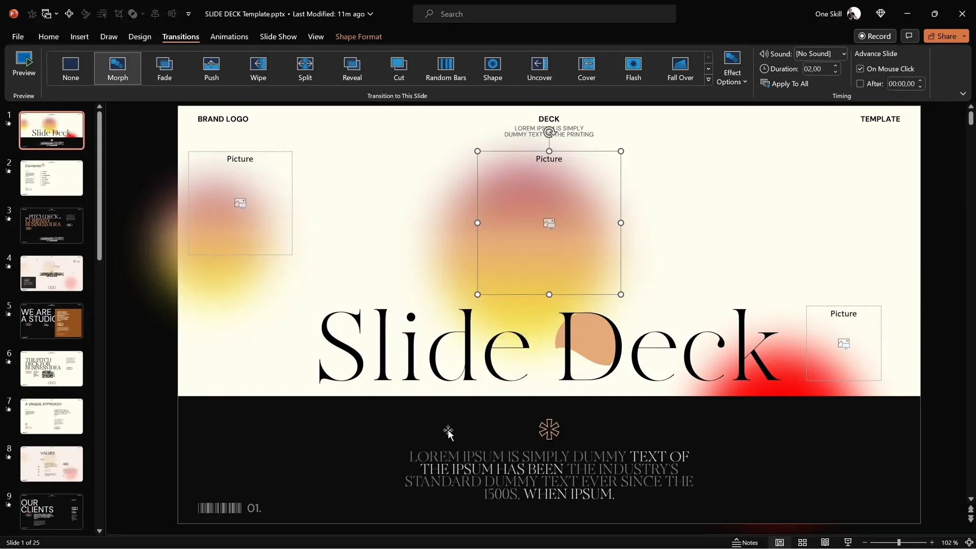 Slide Deck template with image placeholders