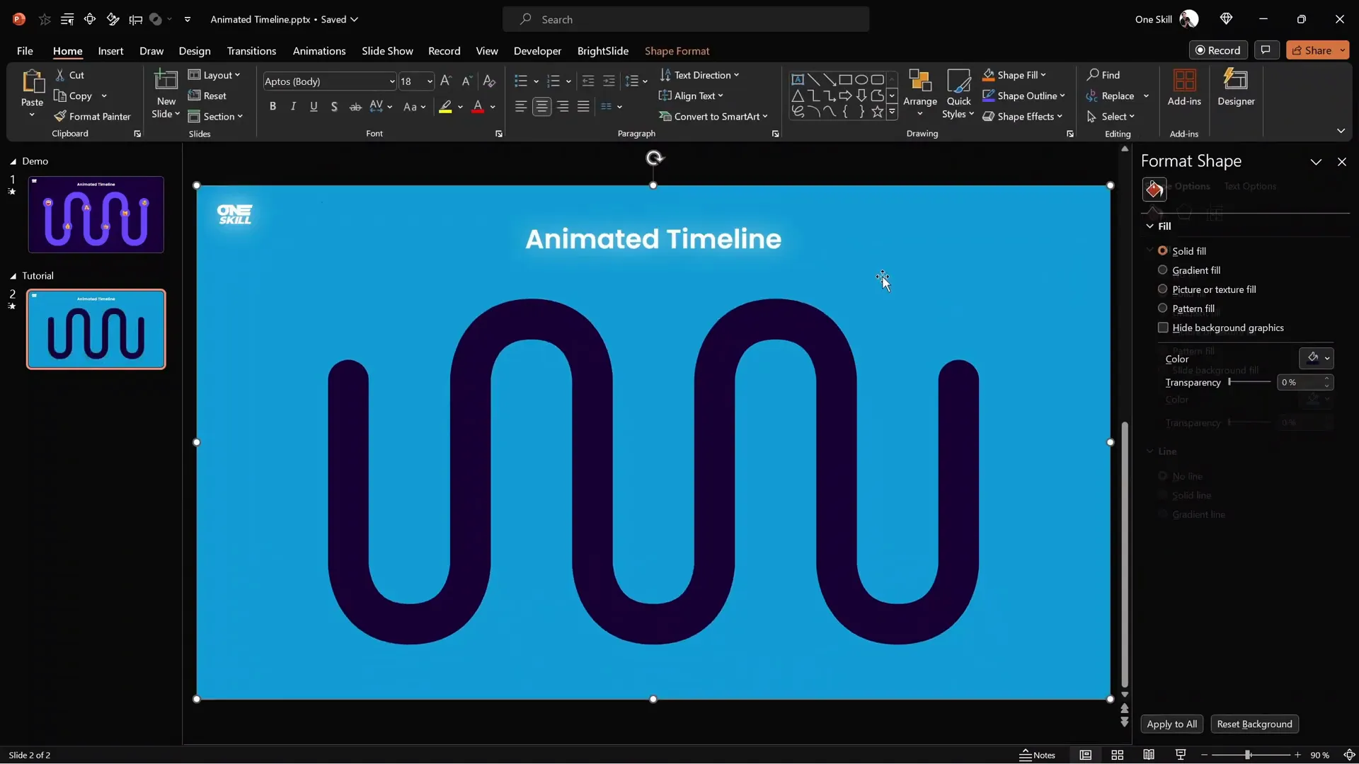 Mask created by subtracting timeline shape from the rectangle