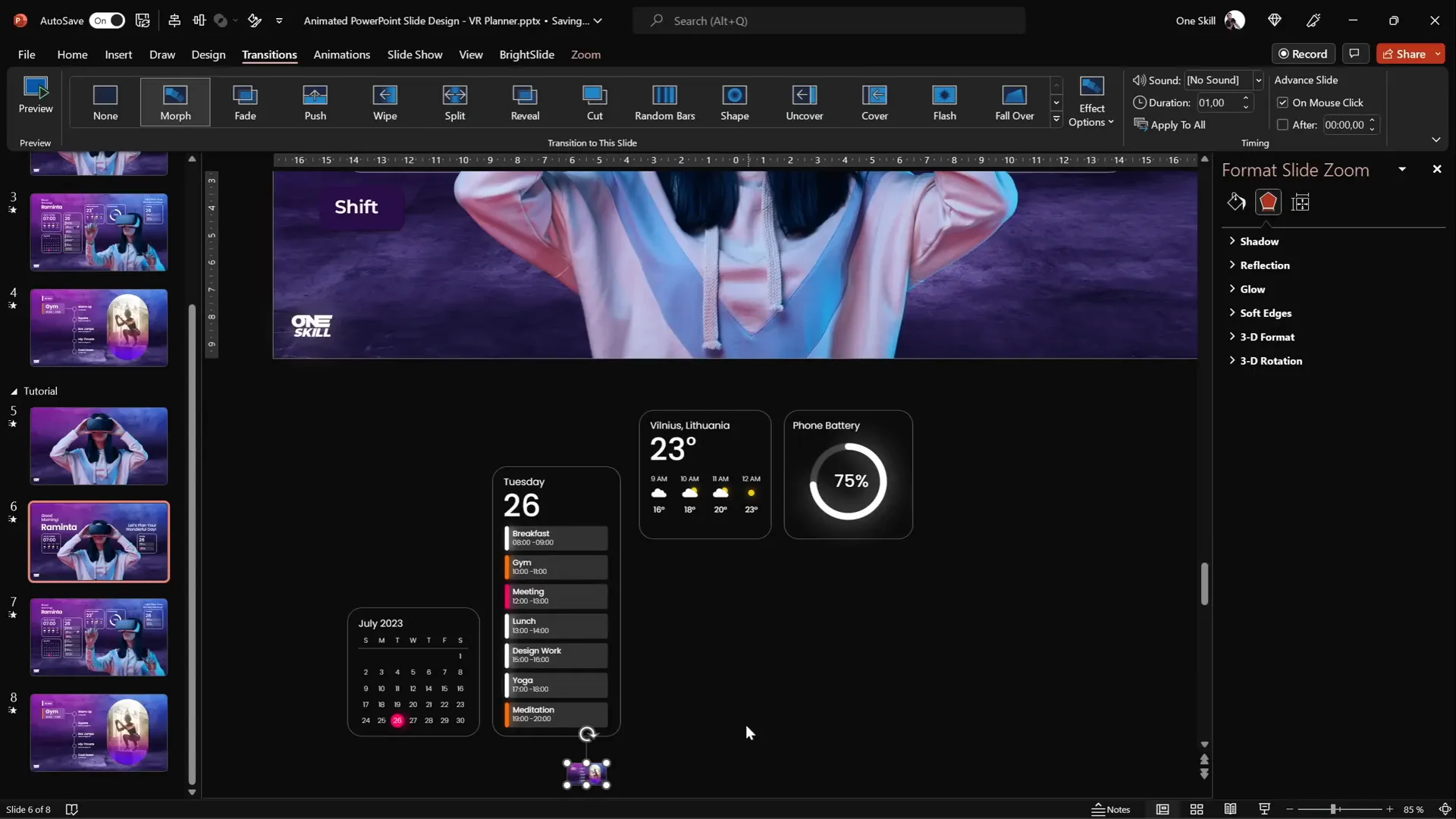 Correct positioning of slide zoom for morph animation