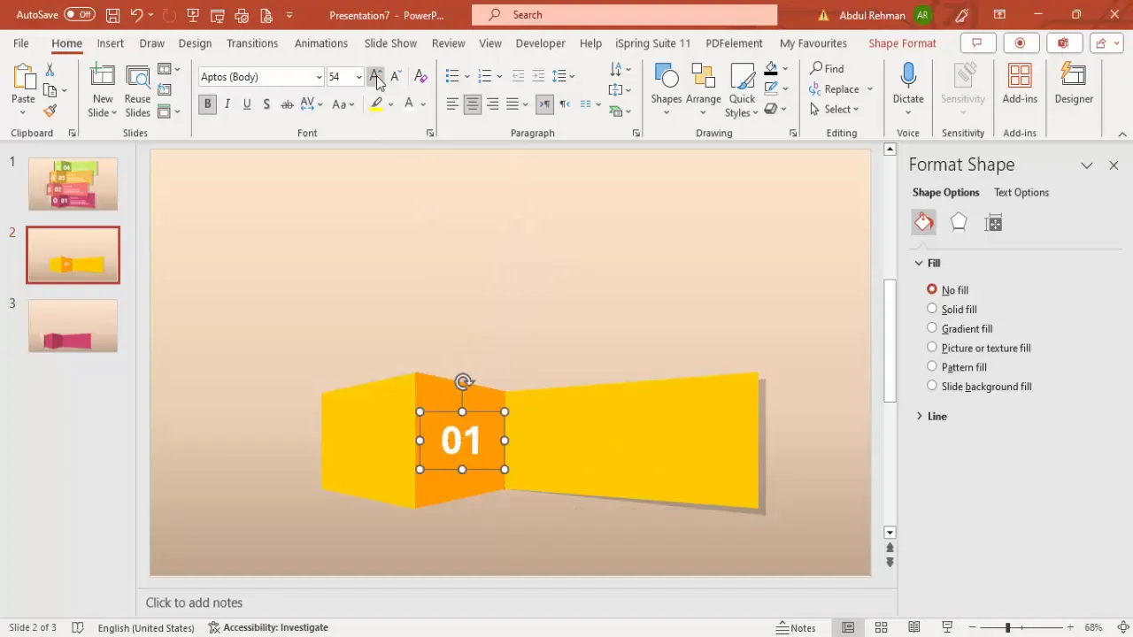 Inserting text and icons with perspective and shadow effects