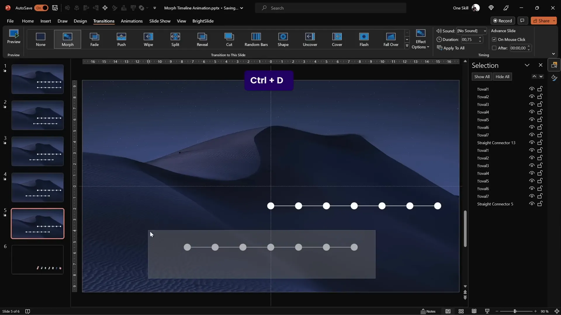 Duplicating slides and shifting timeline circles