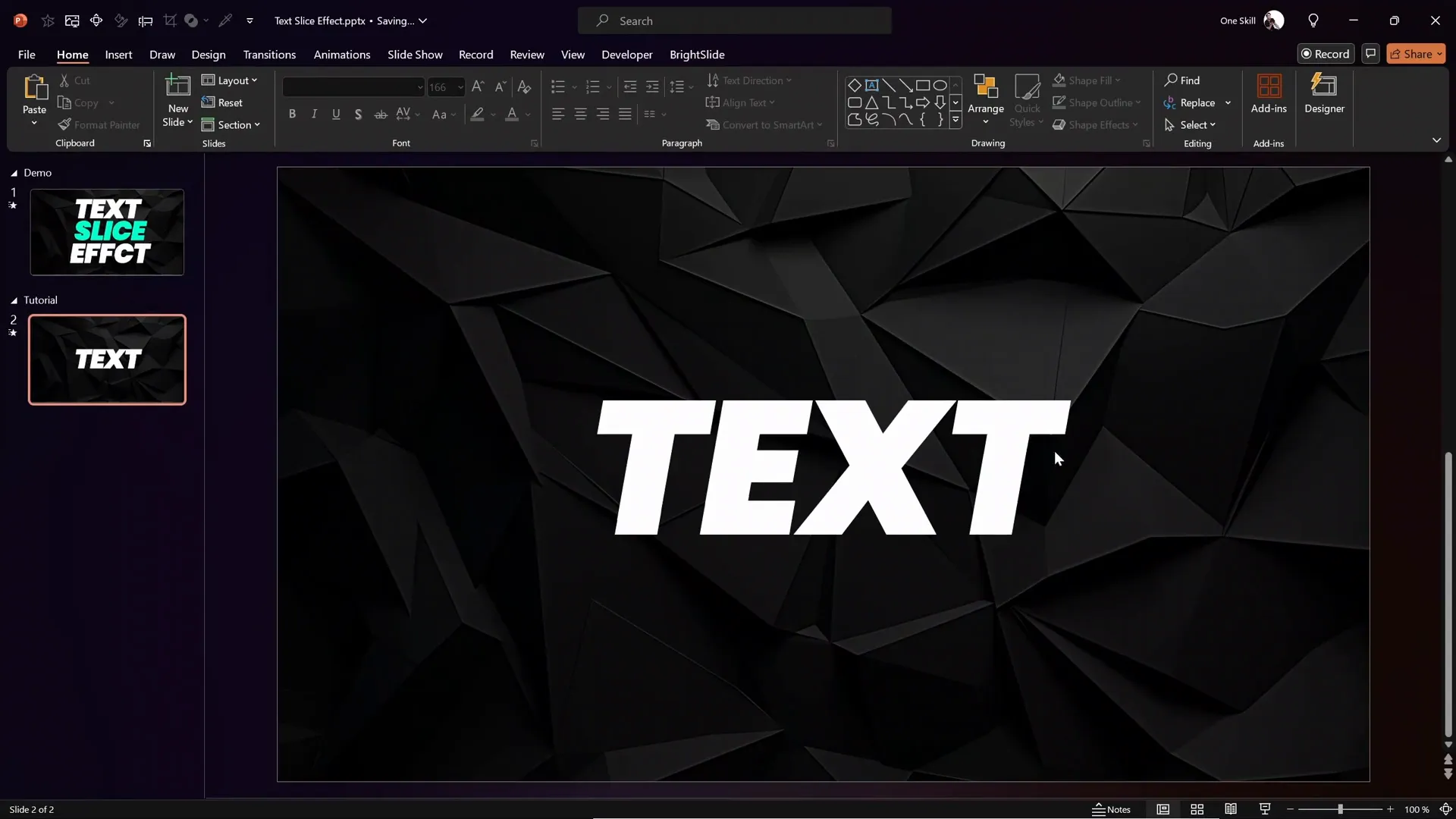 Sliced text parts with white outlines to mask edges
