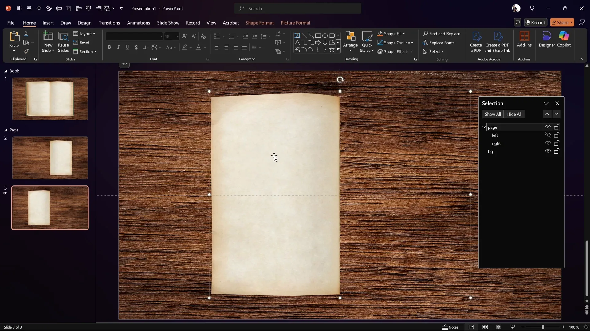 Hiding left page to animate only right page