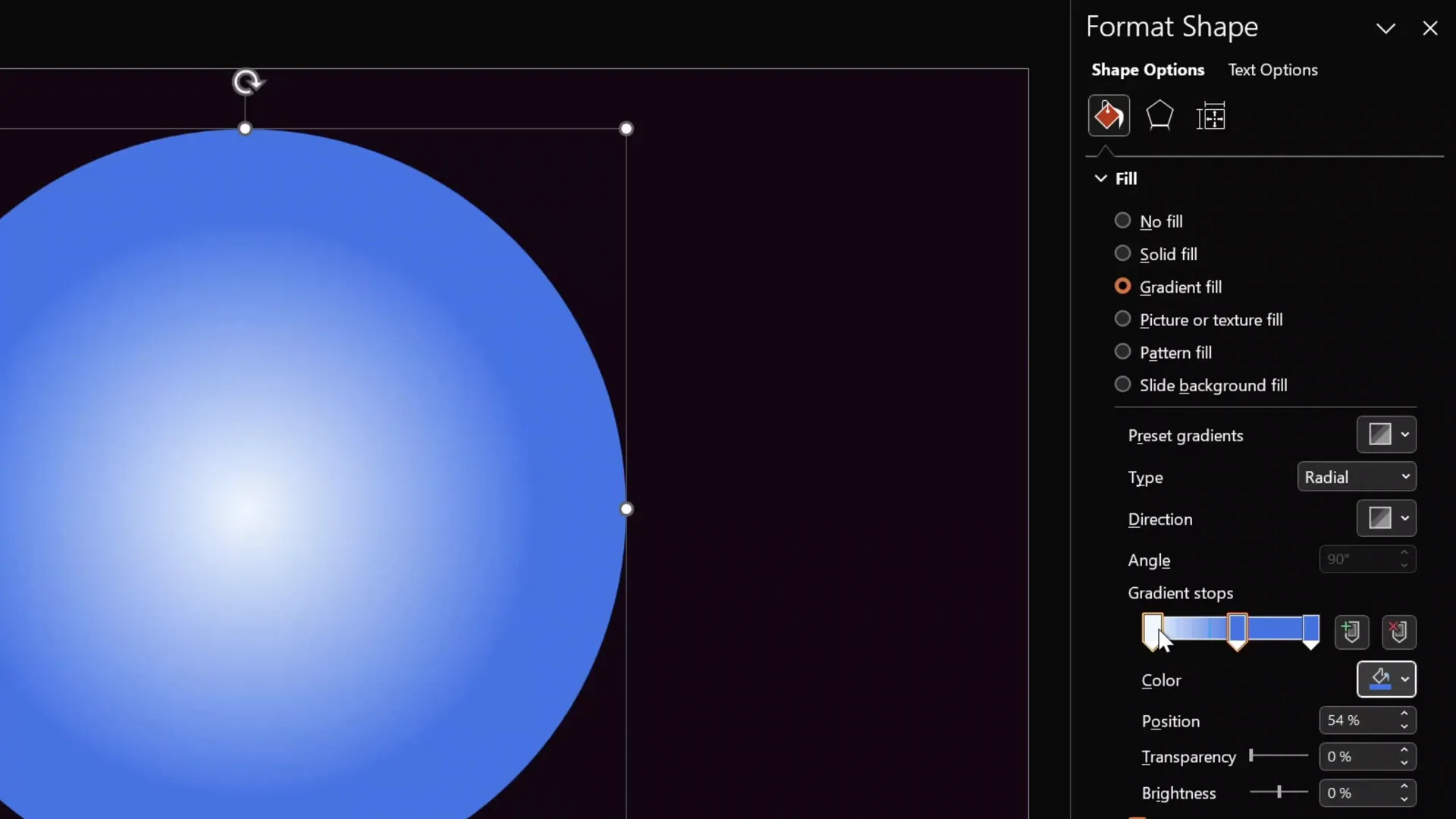 Creating a glowing radial gradient circle in PowerPoint