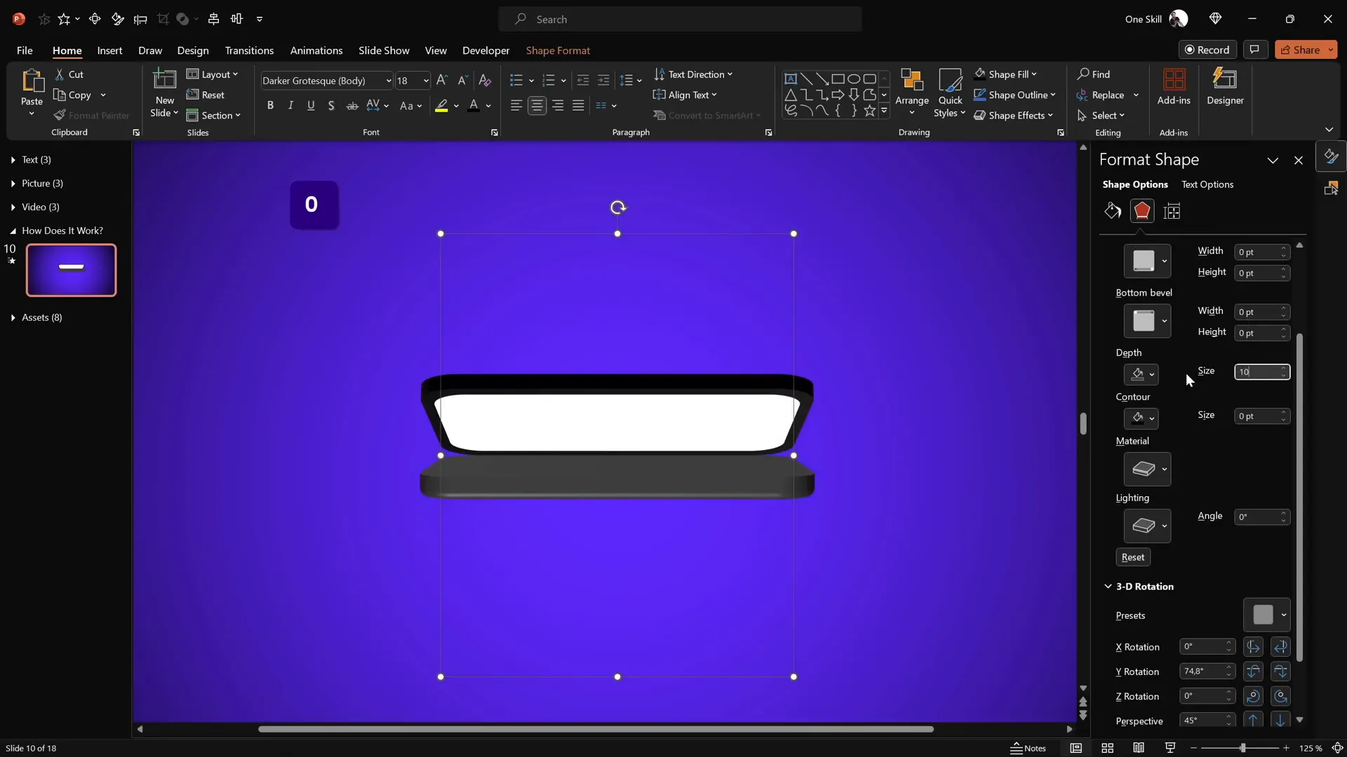 Screen group with 3D rotation and depth applied