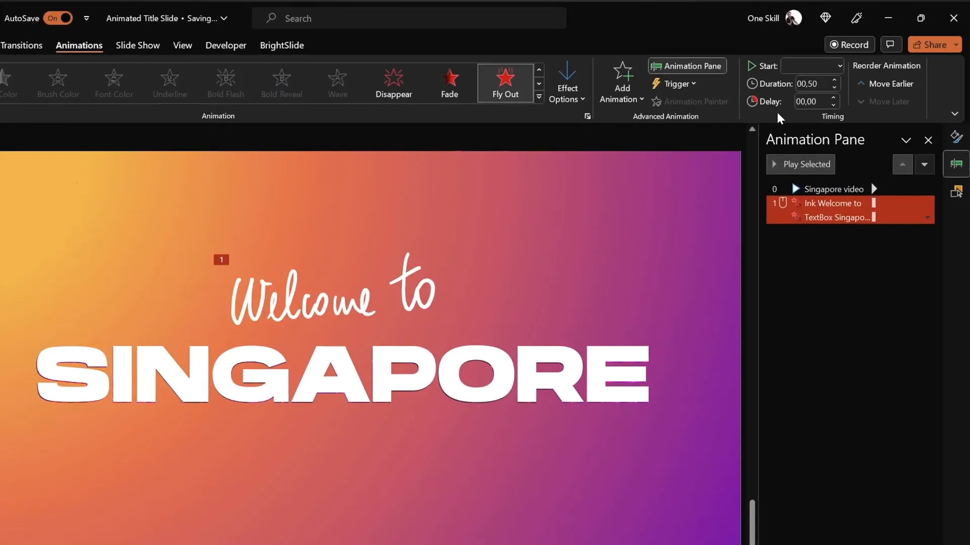 Applying exit cloud animation to text elements