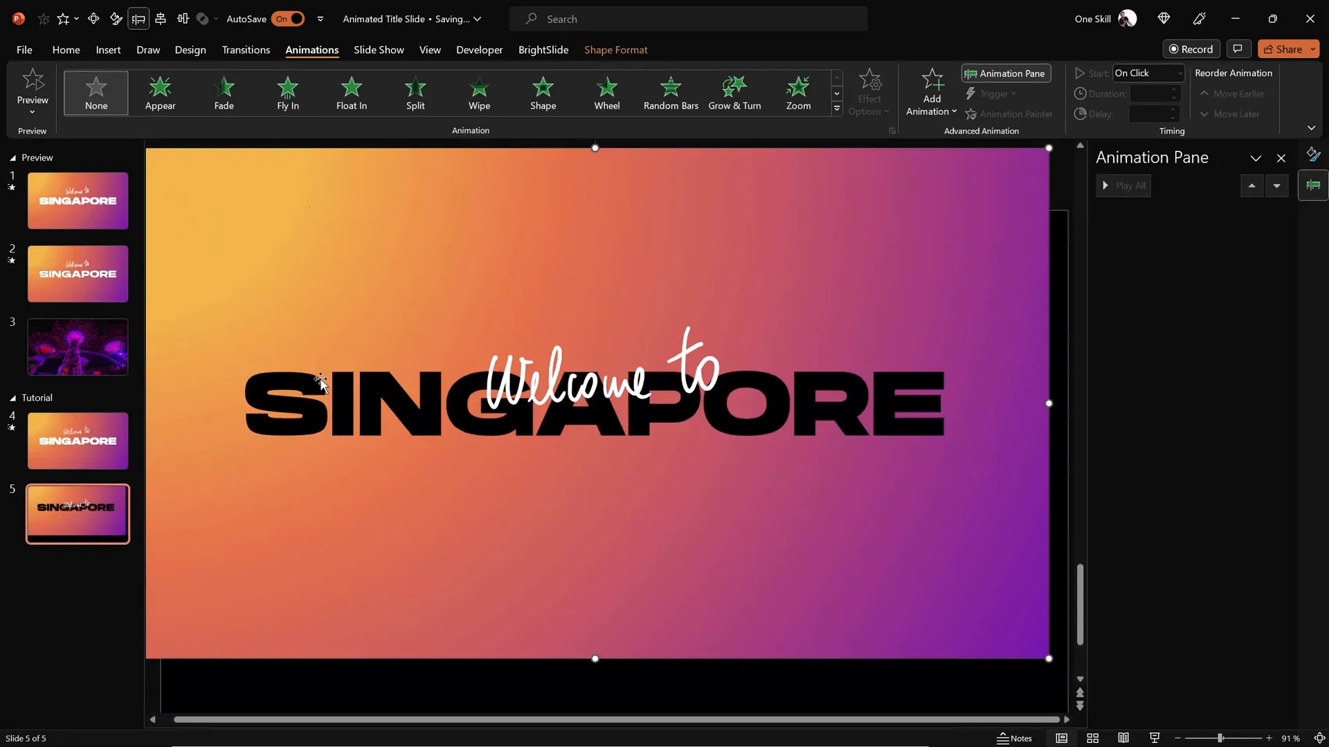 Subtracting title text from gradient rectangle to create cutout effect