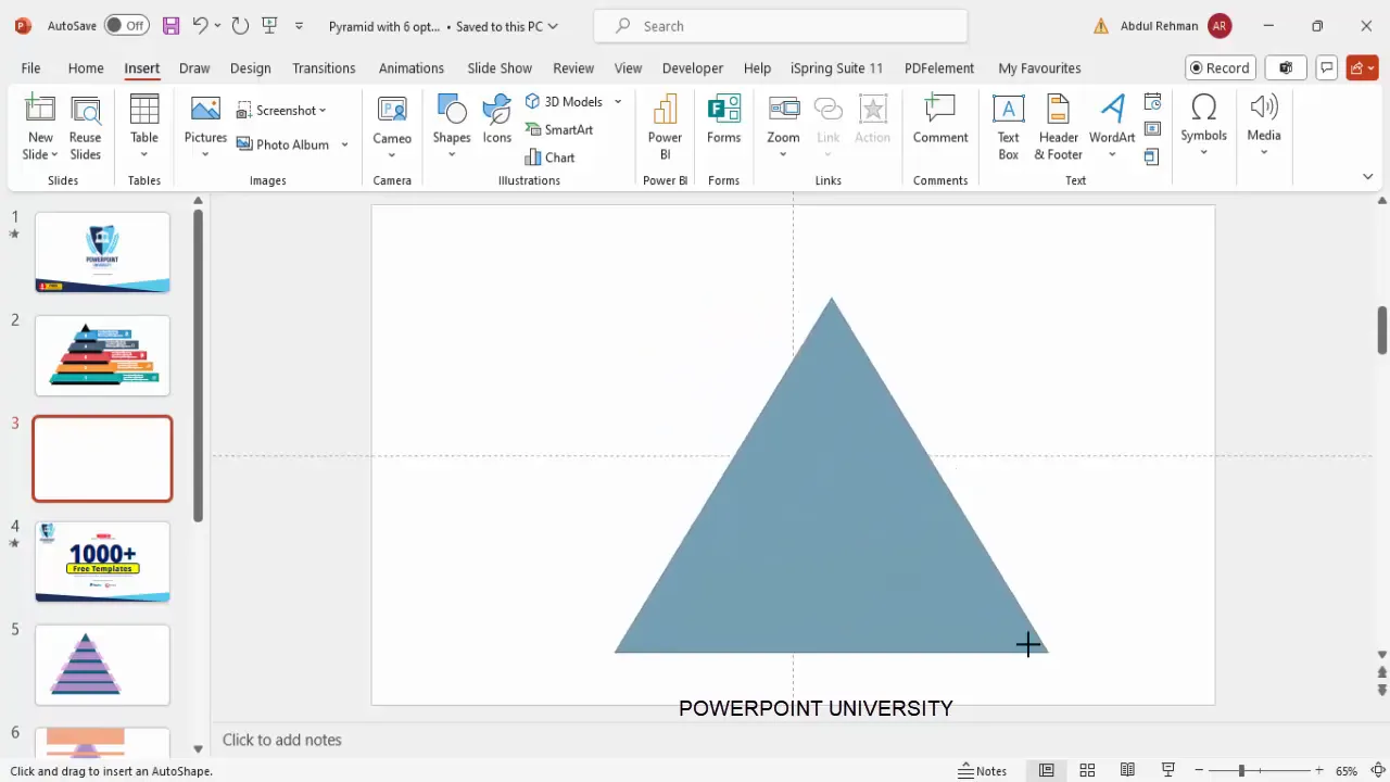 Drawing and formatting a triangle shape with transparency