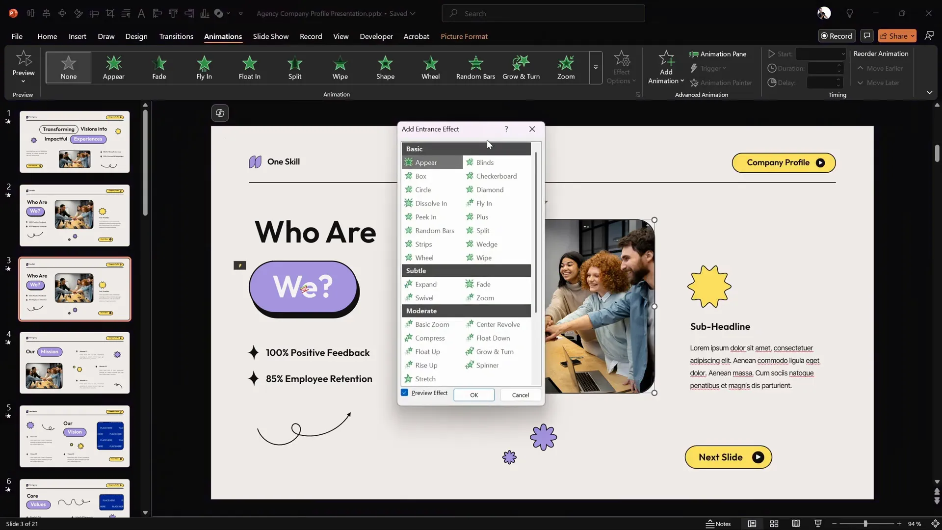 Applying Basic Zoom animation to photo placeholder