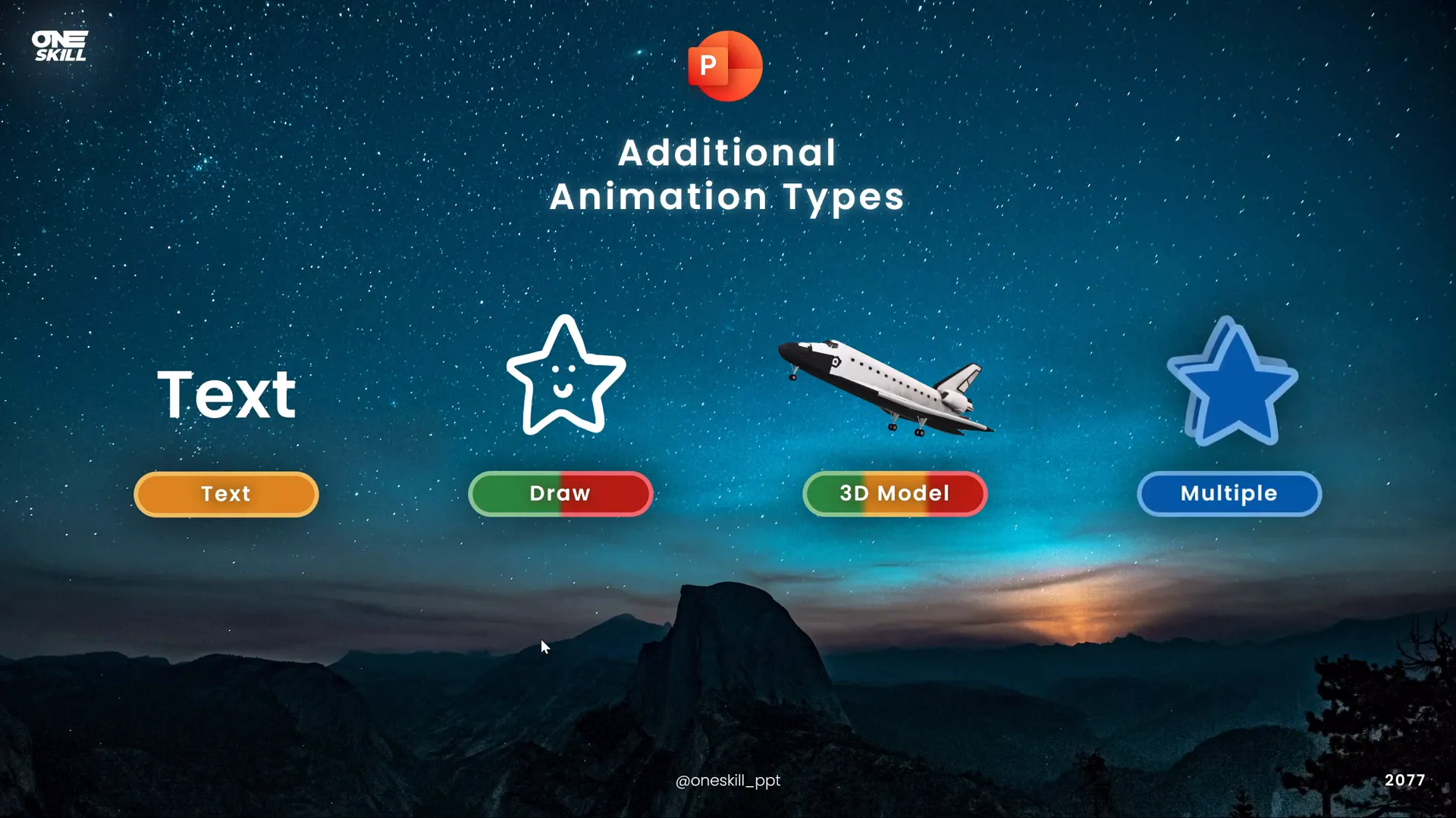 Four additional animation types: Text, Draw, 3D models, Multiple animations
