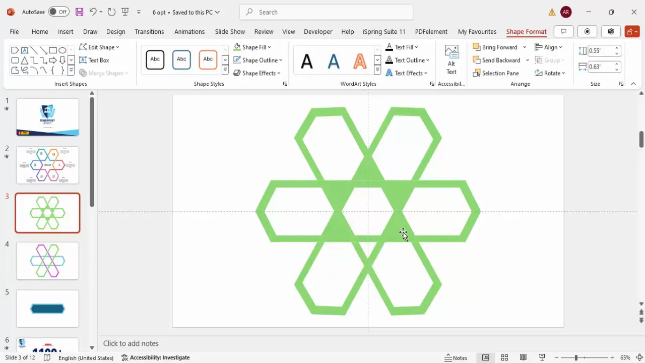 Using merge shapes to fragment and clean up the geometric design