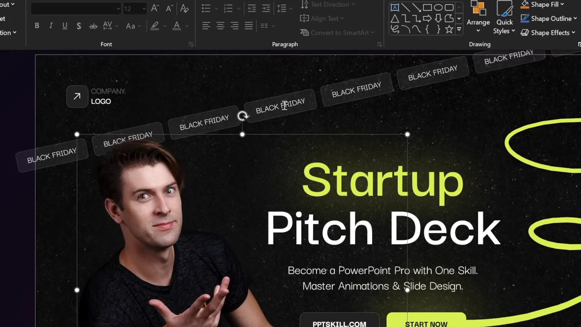 Example of scrolling bar at the top and bottom of slide