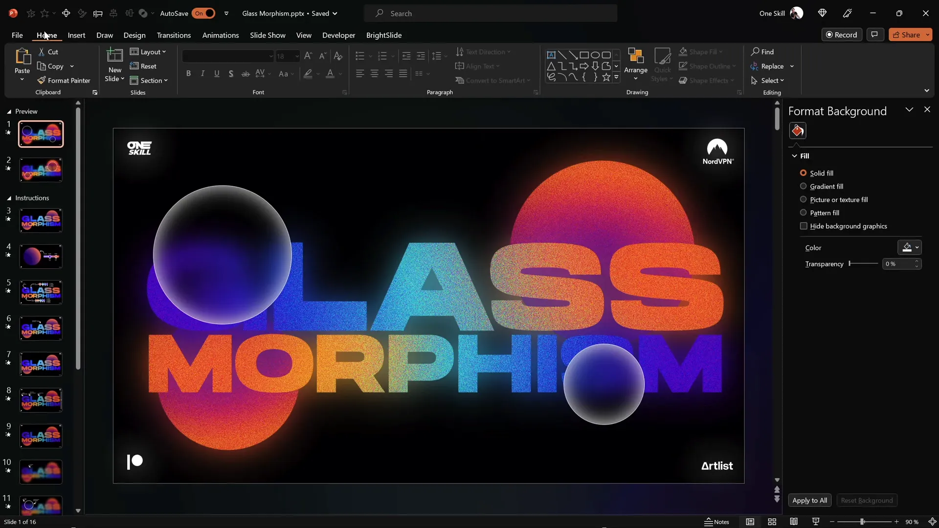 Example of multiple glassmorphic circles on a slide