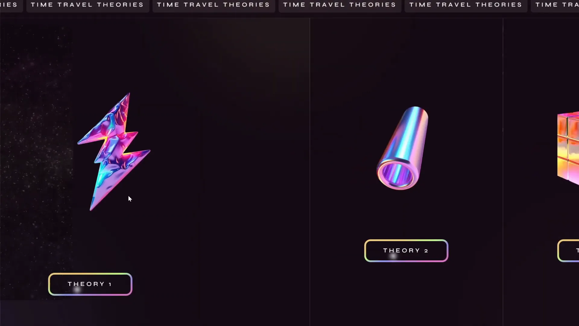 Starting slide with clickable sections and highlight animation