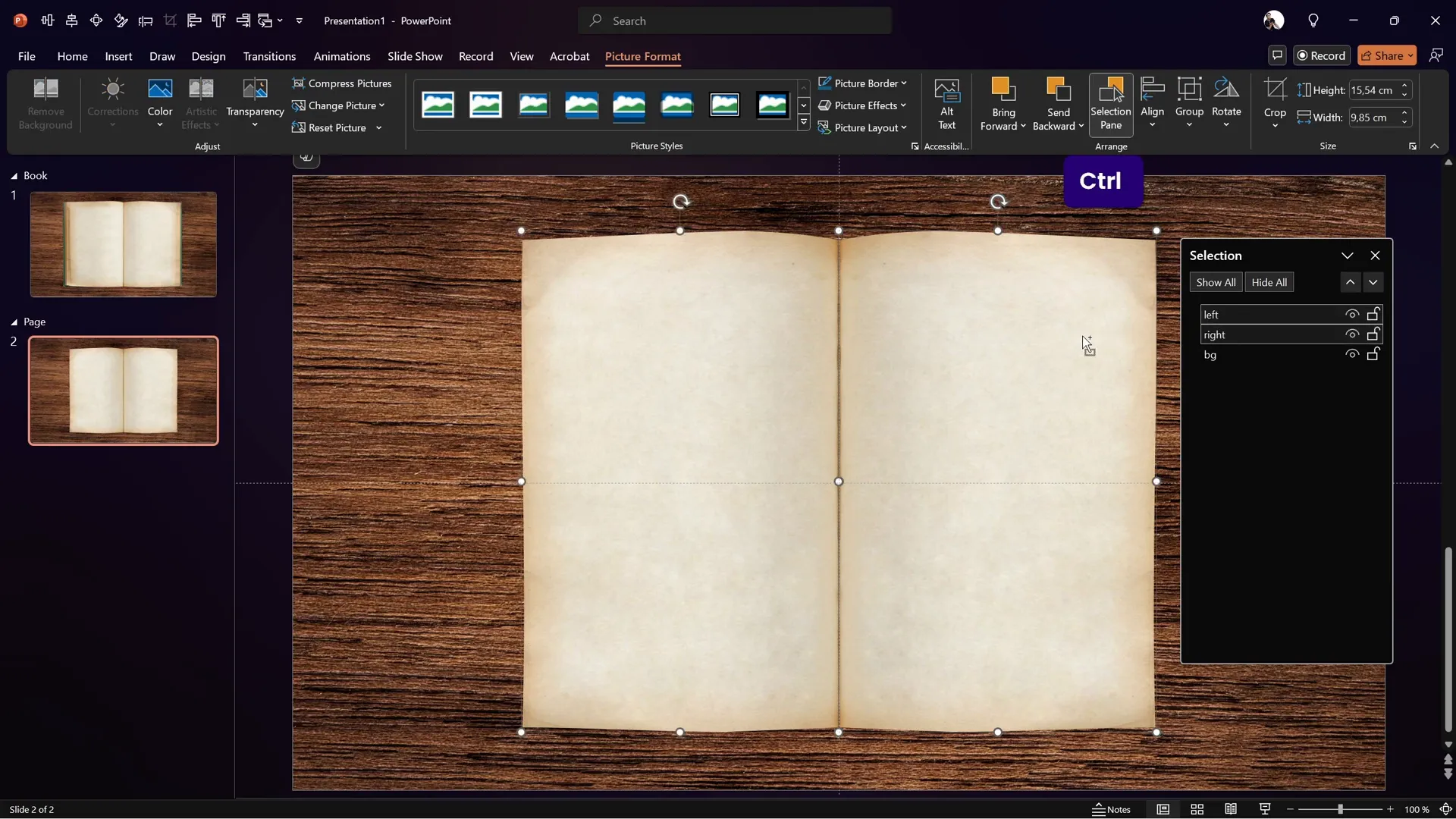 Grouping left and right pages in PowerPoint