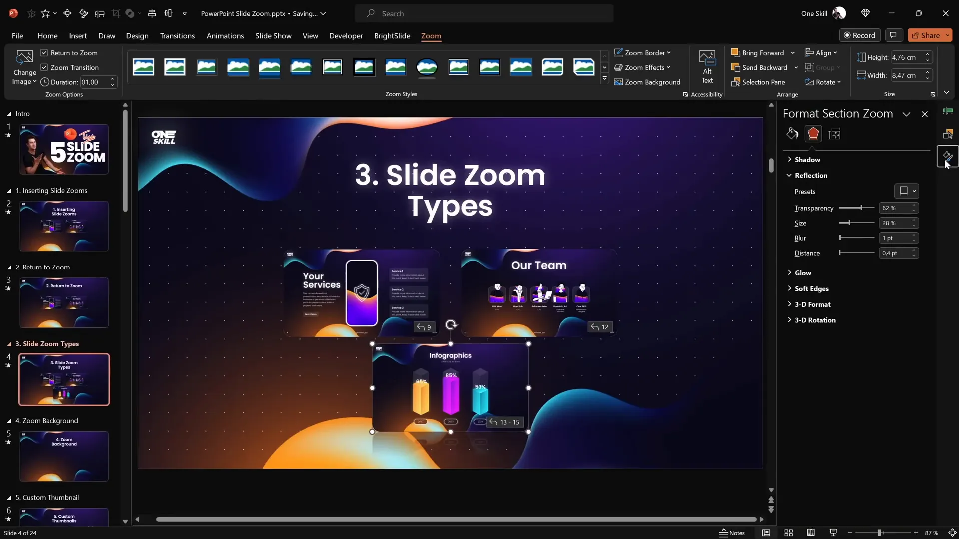 Section Zoom inserted and styled