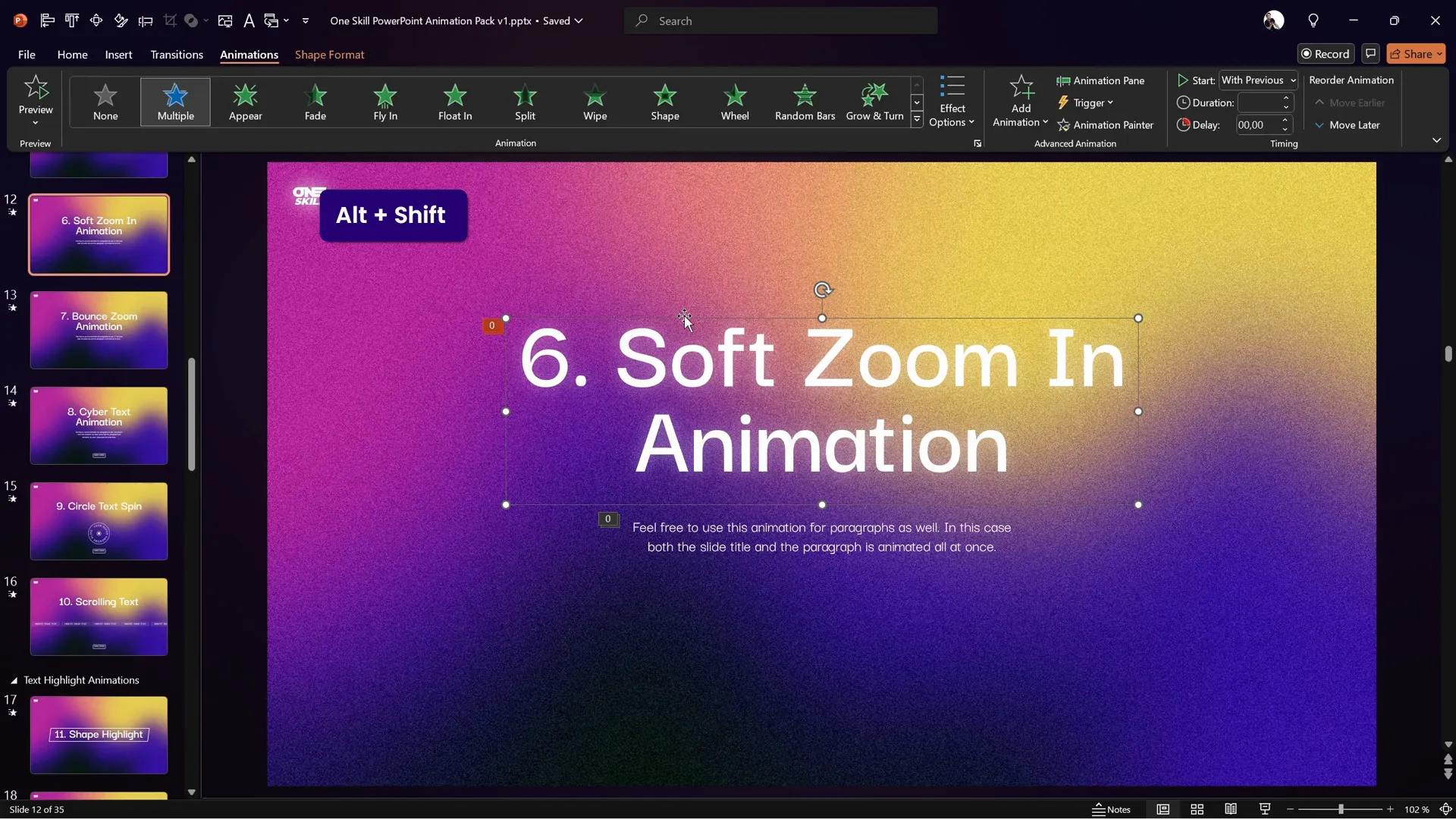 Copying and pasting animations using Animation Painter and shortcuts