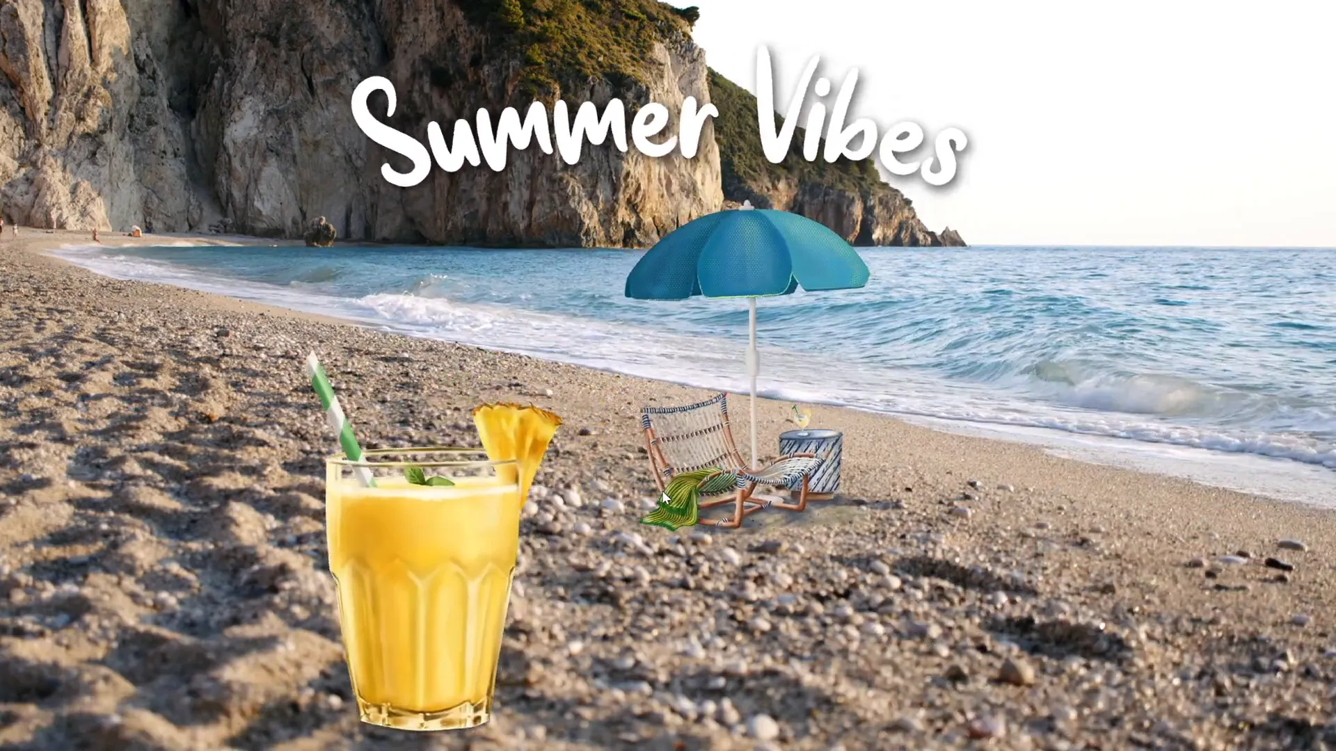 Looping animations of cocktail glass and umbrella stickers